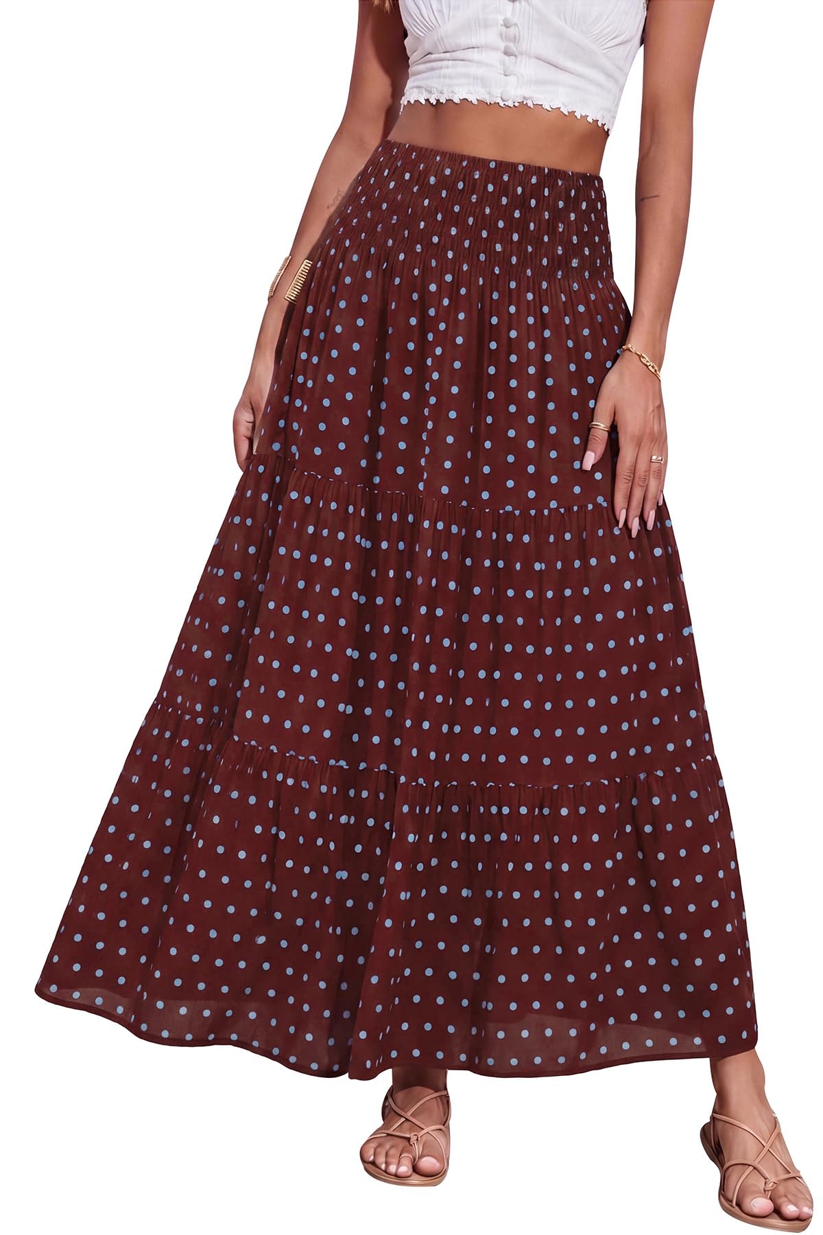 CFLONGE Summer Maxi Skirts for Women 2026 Trendy Floral A Line Boho Skirt