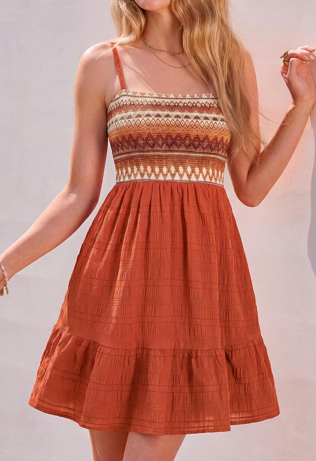 PRETTYGARDEN Womens Summer Dresses 2026 Paisley Spaghetti Strap Sleeveless Smocked A Line Boho Mini Dress with Pockets
