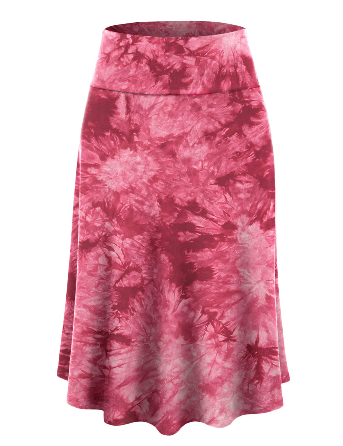 Lock and Love Women's Solid Ombre Lightweight Flare Midi Pull On Closure Skirt S-XXXL Plus Size