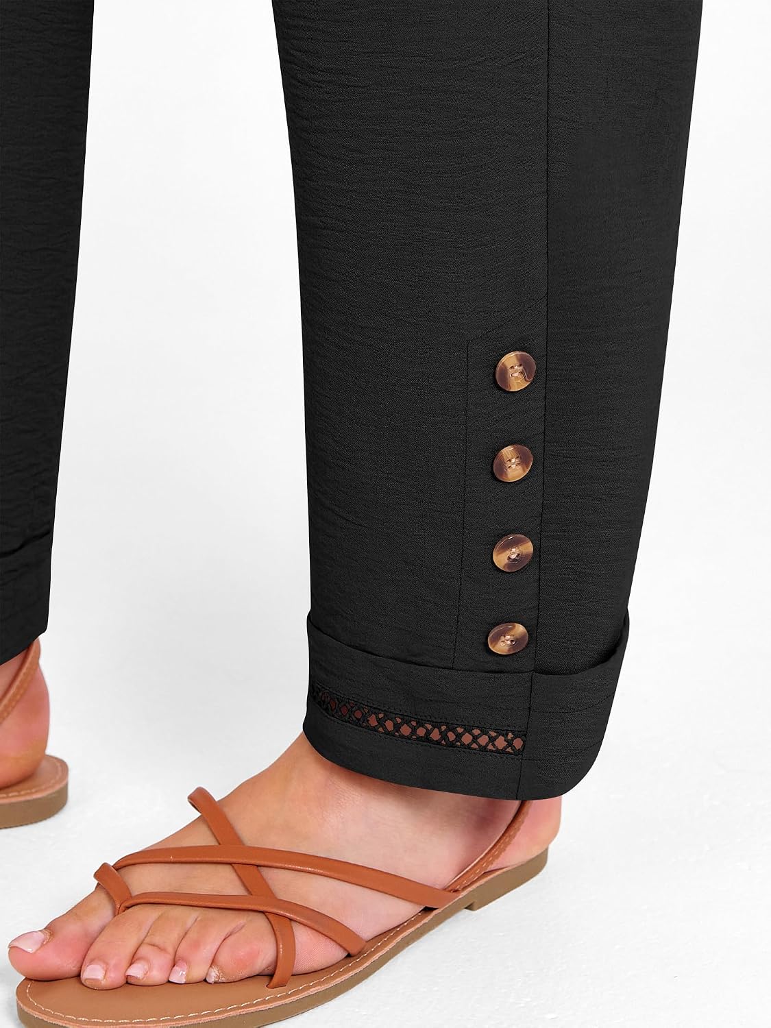 ANRABESS Womens Casual Cropped Pants, Drawstring Elastic Waist Ankle Trousers, Comfy for Lounge Office, Versatile Daily Wear