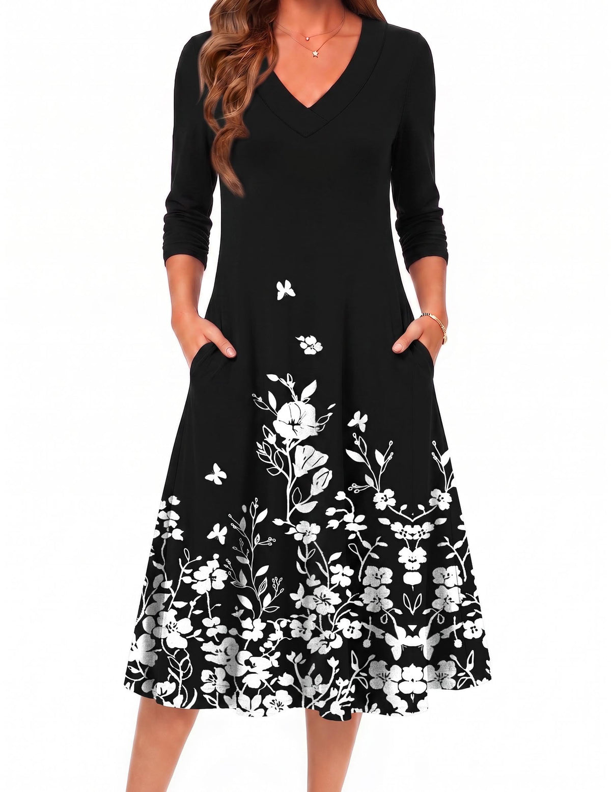 Zeagoo Dresses for Womens Long Sleeve Midi Dress Fall Casual A Line Dress