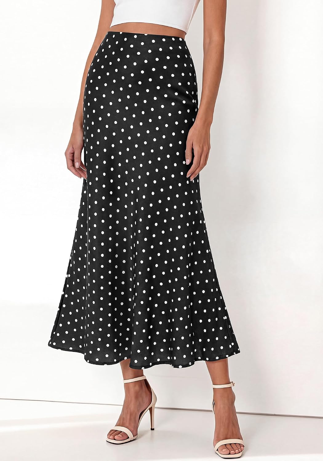 BTFBM Silk Midi Skirts for Women 2026 Summer Fall