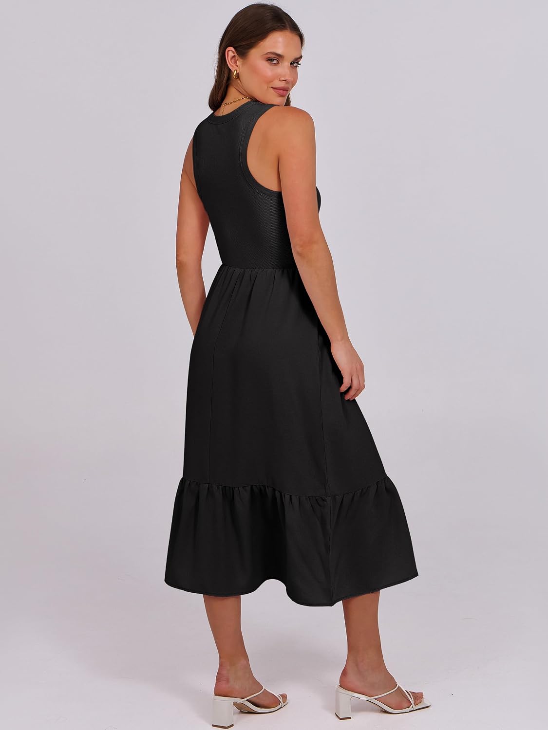 ANRABESS Womens Summer Dresses Casual Beach Tank Midi Sundress with Pockets