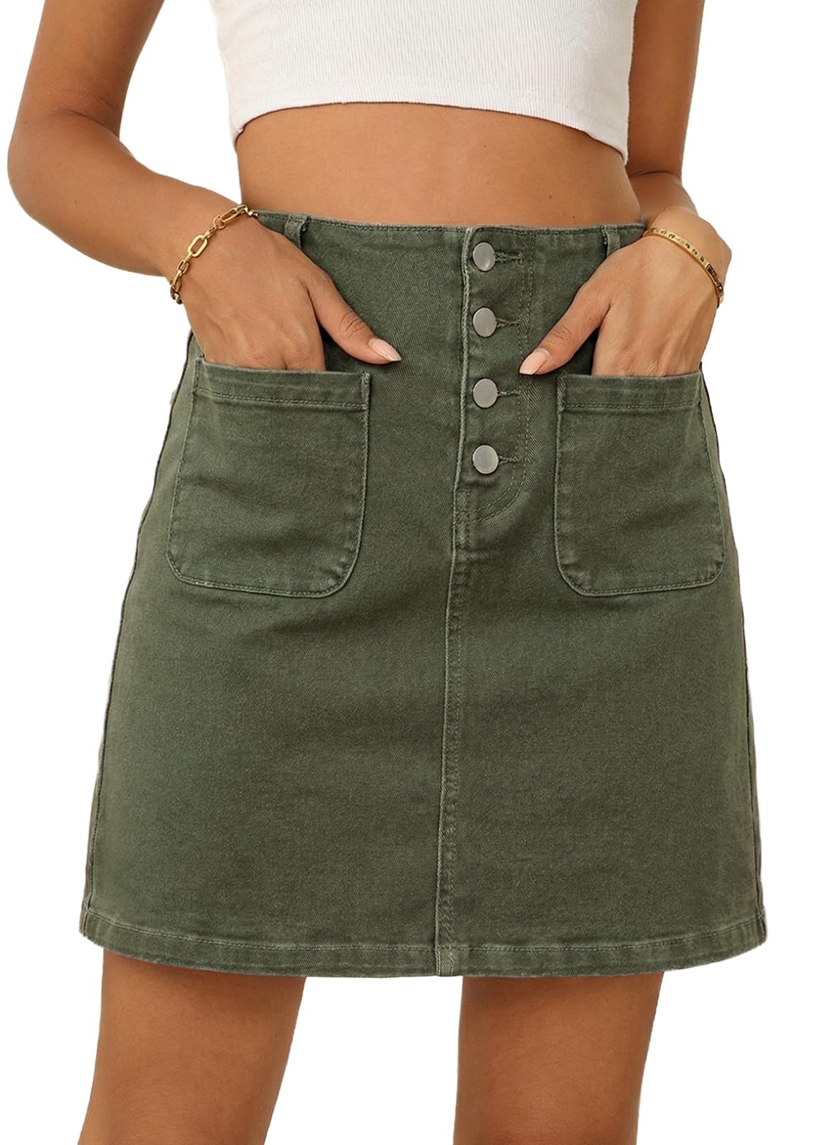 Sidefeel Women's Jean Skirt High Waist Denim Skirt