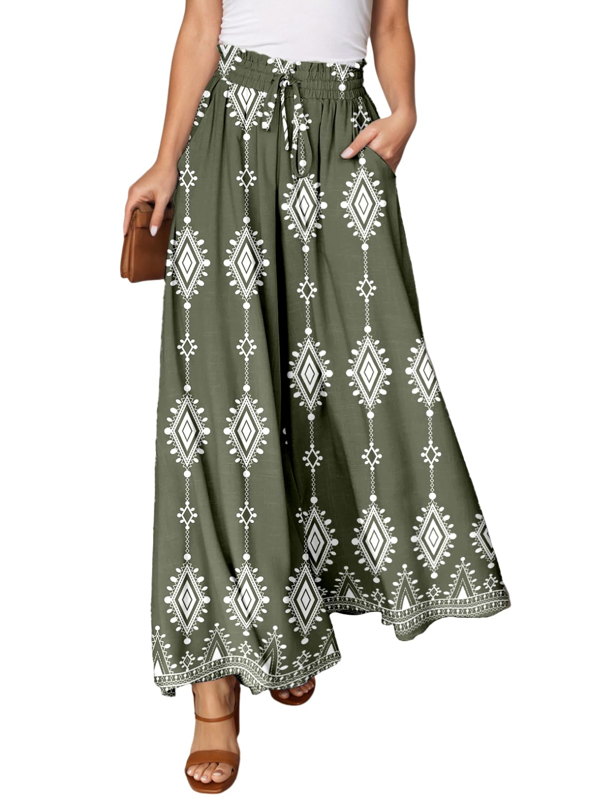 Dokotoo Wide Leg Pants for Women Casual Elastic Waist Drawstring Pants