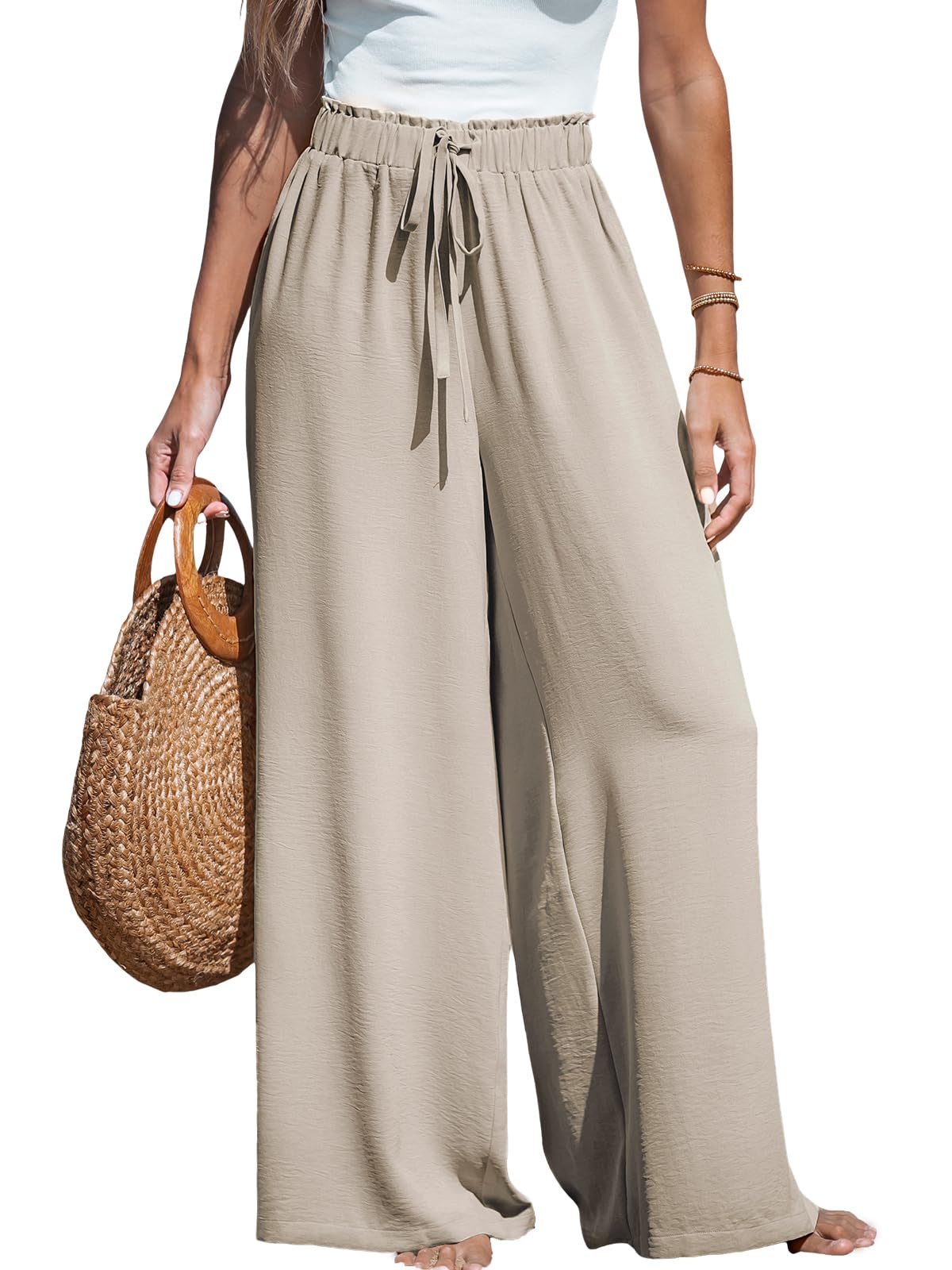 CUPSHE Women's Wide Leg Palazzo Pants Smocked High Waist