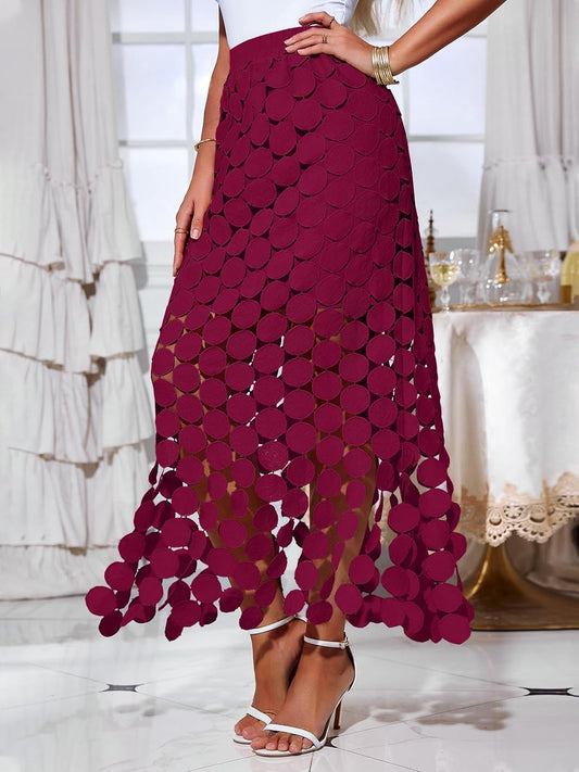 Cicy Bell Womens Hollow Out Maxi Skirts Summer Boho Fringe Hem Long Skirt