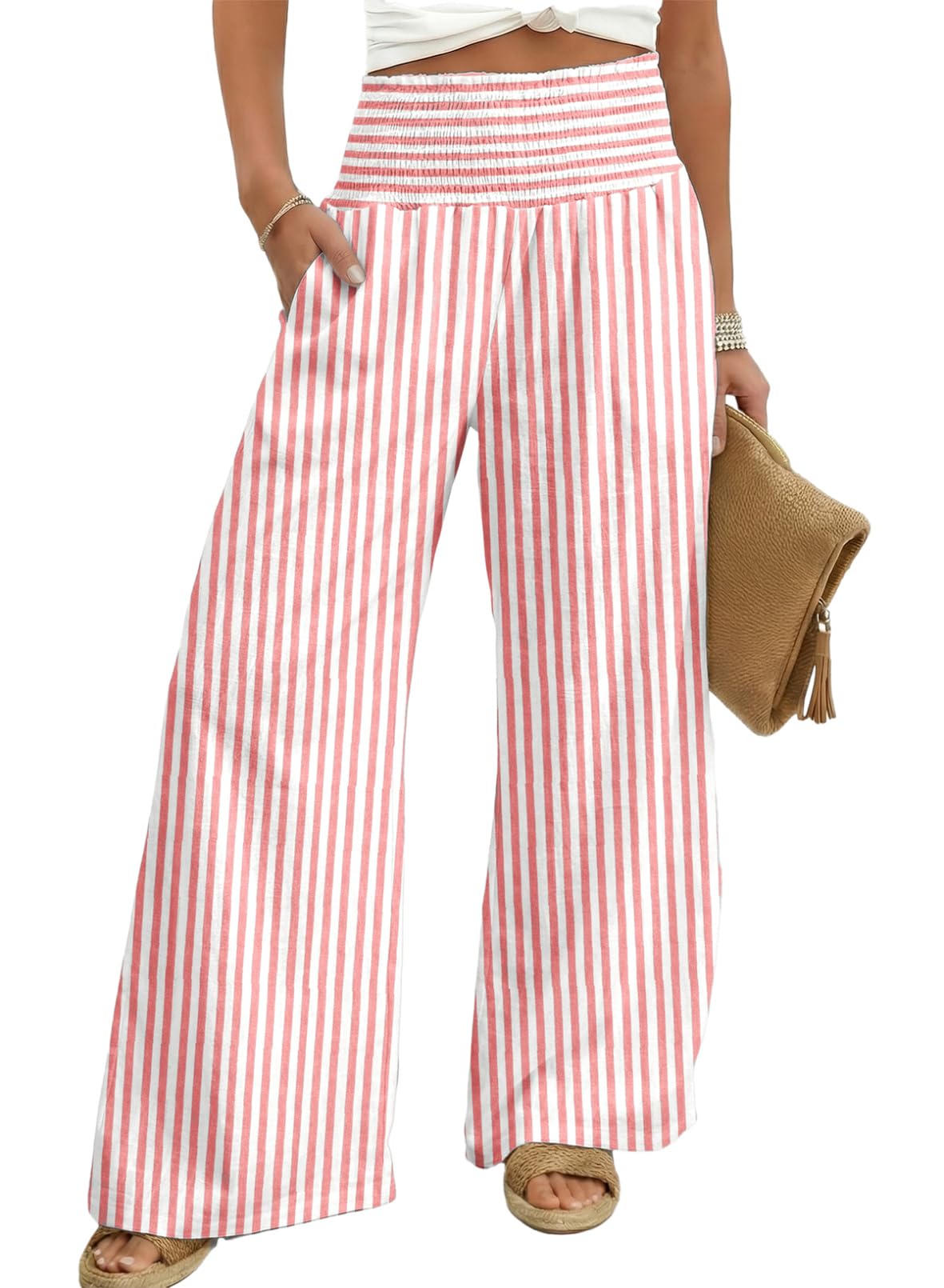 Dokotoo Women's Fall Gingham Wide Leg Casual Pants 2026