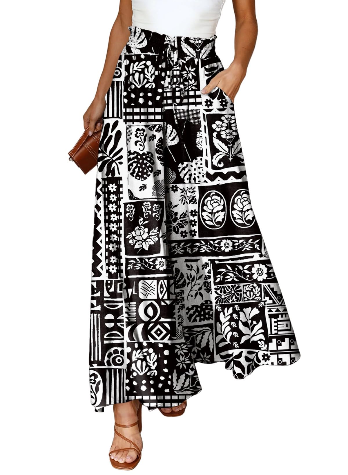 Dokotoo Wide Leg Pants for Women Casual Elastic Waist Drawstring Pants