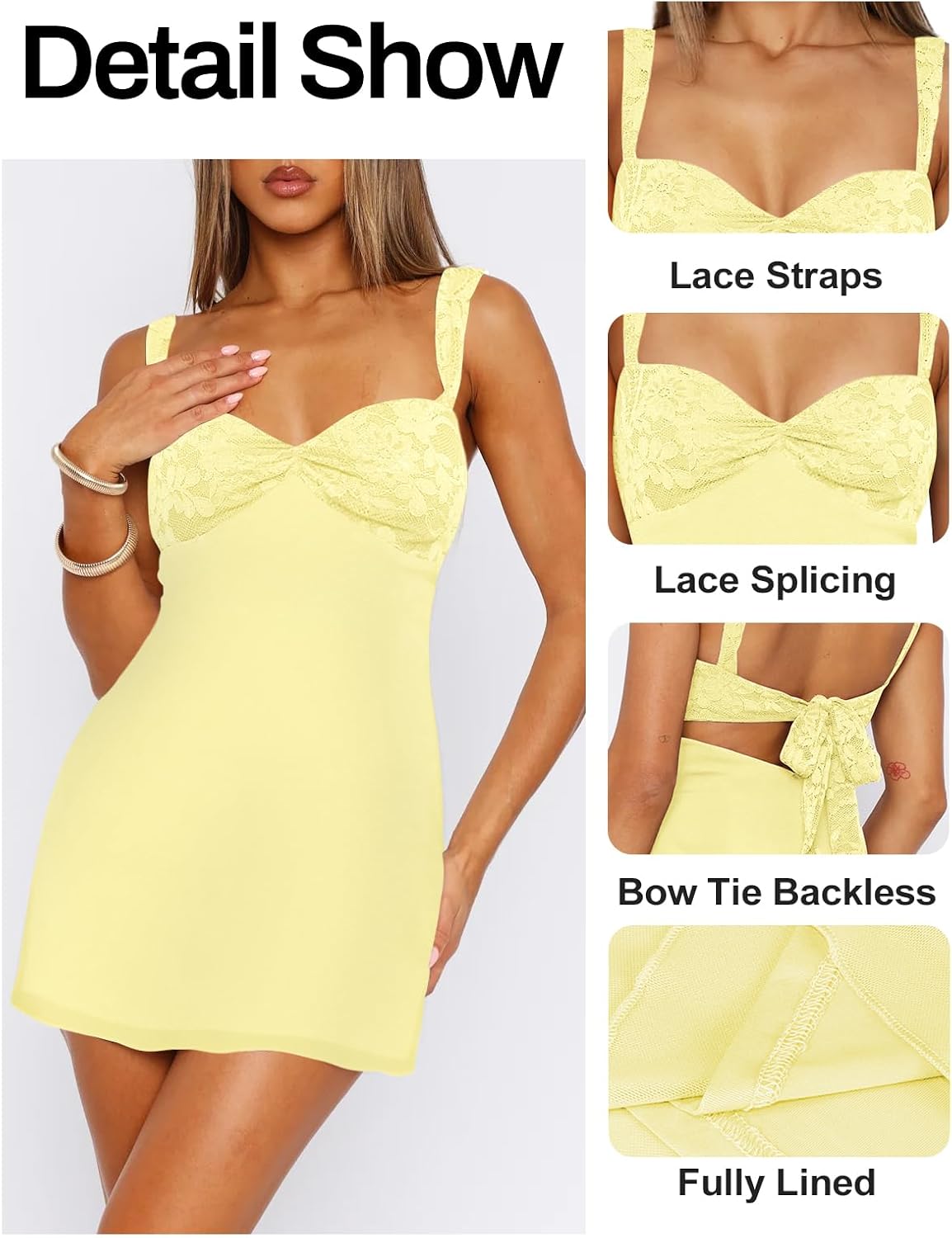 MIYIEONZ Women Summer Mini Dress Formal Going Out Short Dresses