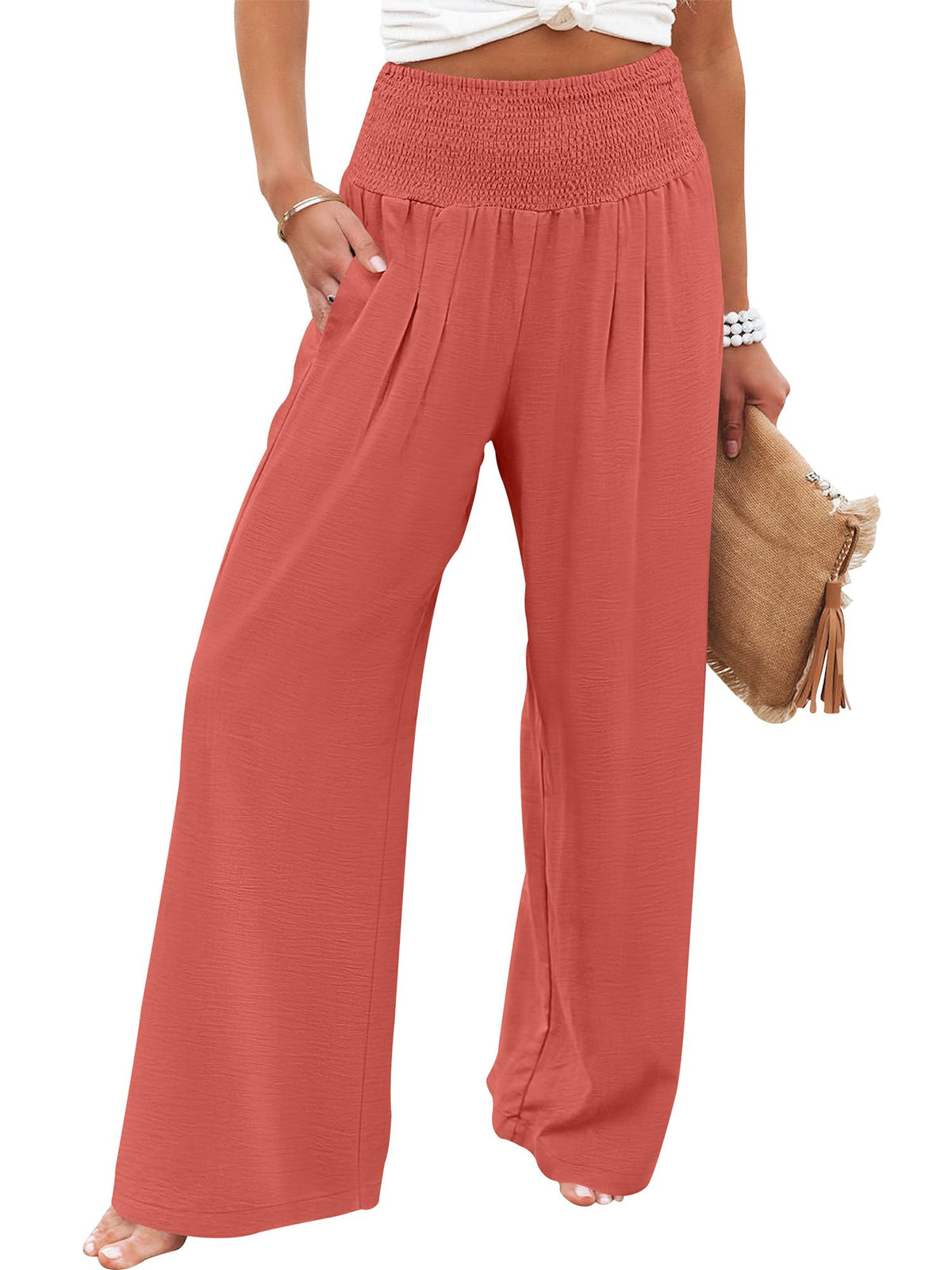 ANRABESS Women Wide Leg Summer Palazzo Pants with Pockets