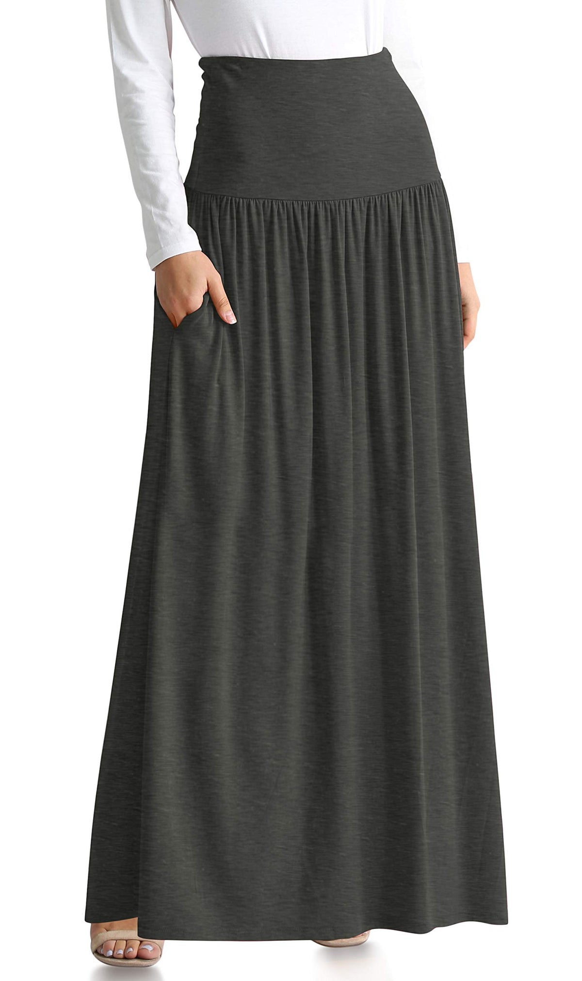 Simlu Maxi Skirts for Women Ankle Length Skirt Casual Long Skirt High Waisted Maxi Skirt Reg and Plus Size Skirt Long Skirt