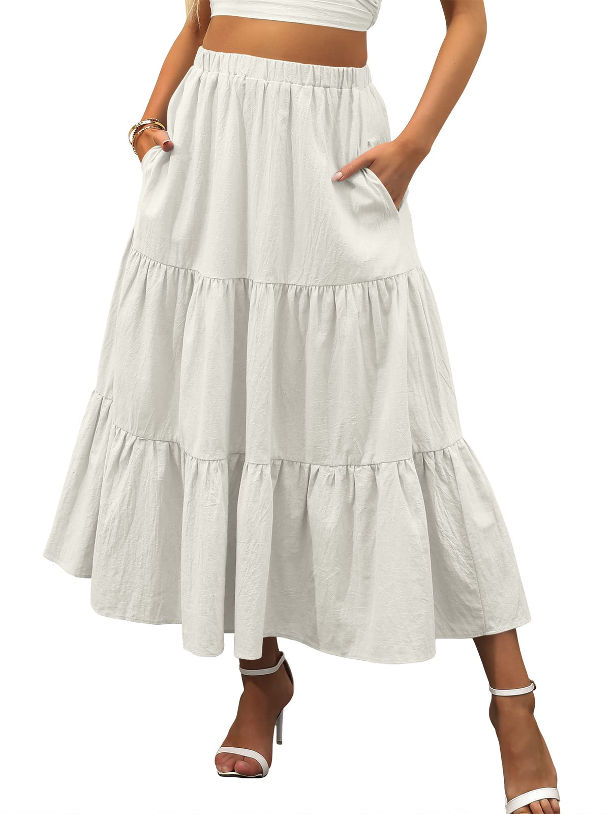 ANRABESS Women’s Summer Flowy Maxi Skirts with Pockets