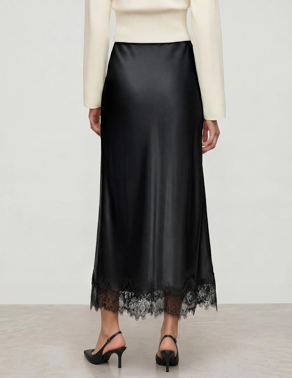 ZESICA Women's Lace Satin Maxi Skirts Fall 2026 Business Casual Long Skirt