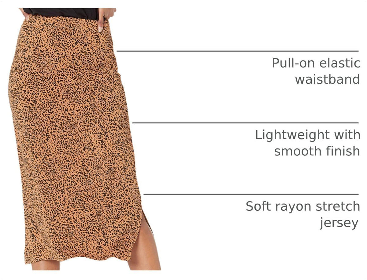 Amazon Essentials Women's Pull-On Knit Midi Skirt with Elastic Waist, Slits