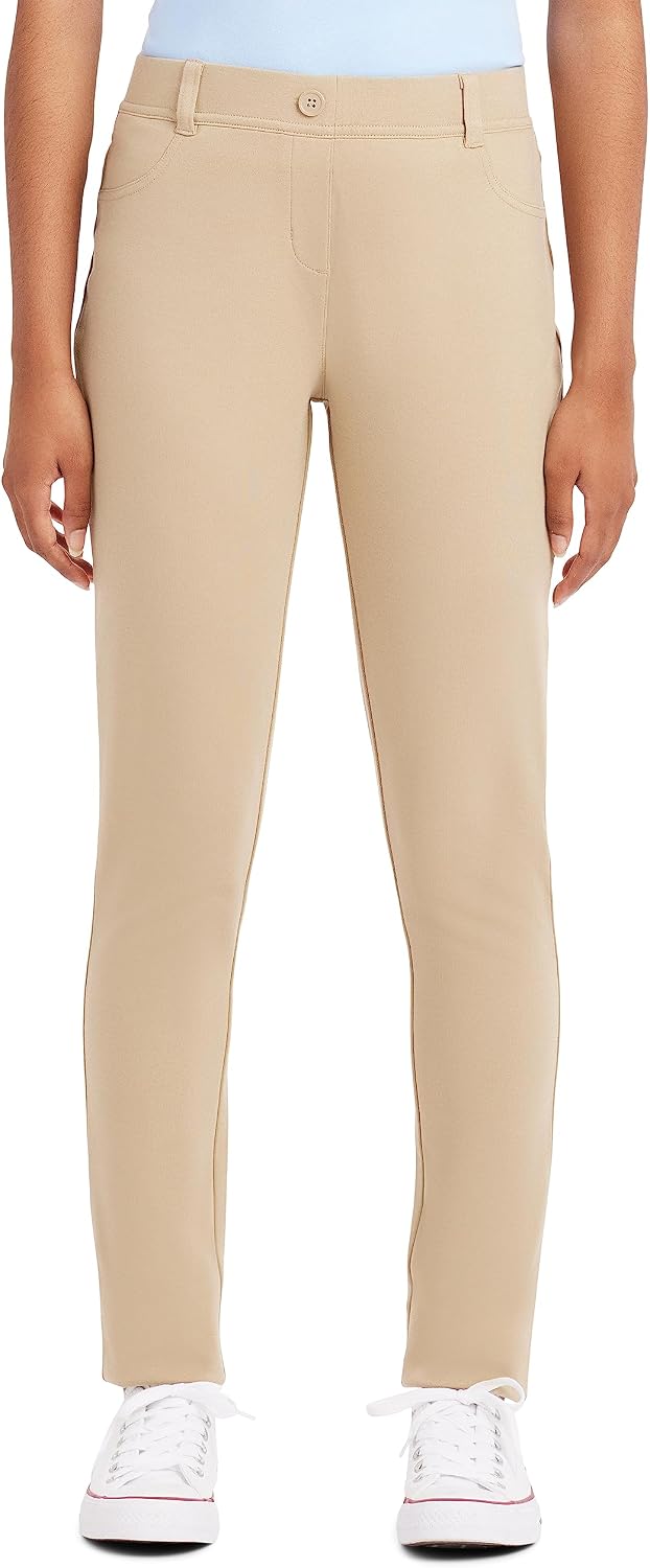 Nautica Women's Juniors Uniform Skinny Leg Jegging, Flat Front Style with Zipper Closure, Functional Pockets