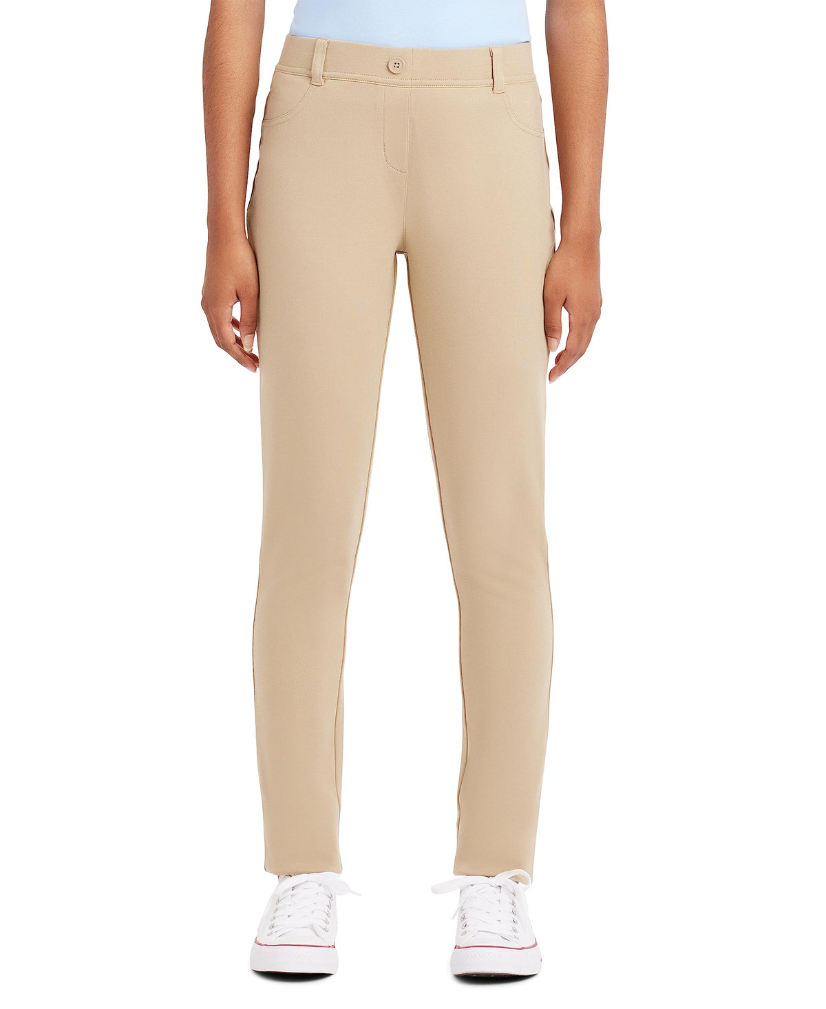 Nautica Women's Juniors Uniform Skinny Leg Jegging, Flat Front Style with Zipper Closure, Functional Pockets