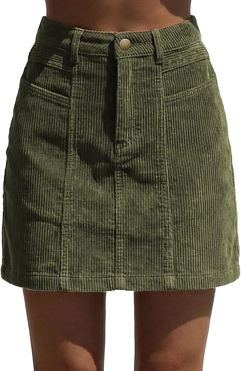 Sidefeel Women's High Waist Seam Line Corduroy Skirt
