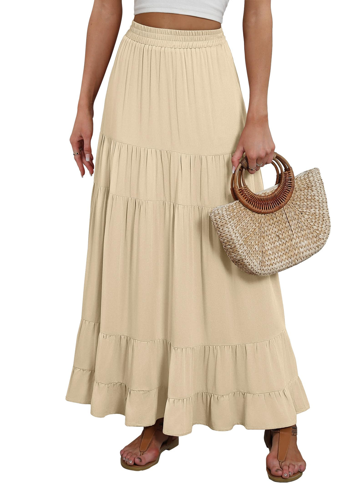 ANRABESS Women’s Summer Flowy Maxi Skirts with Pockets