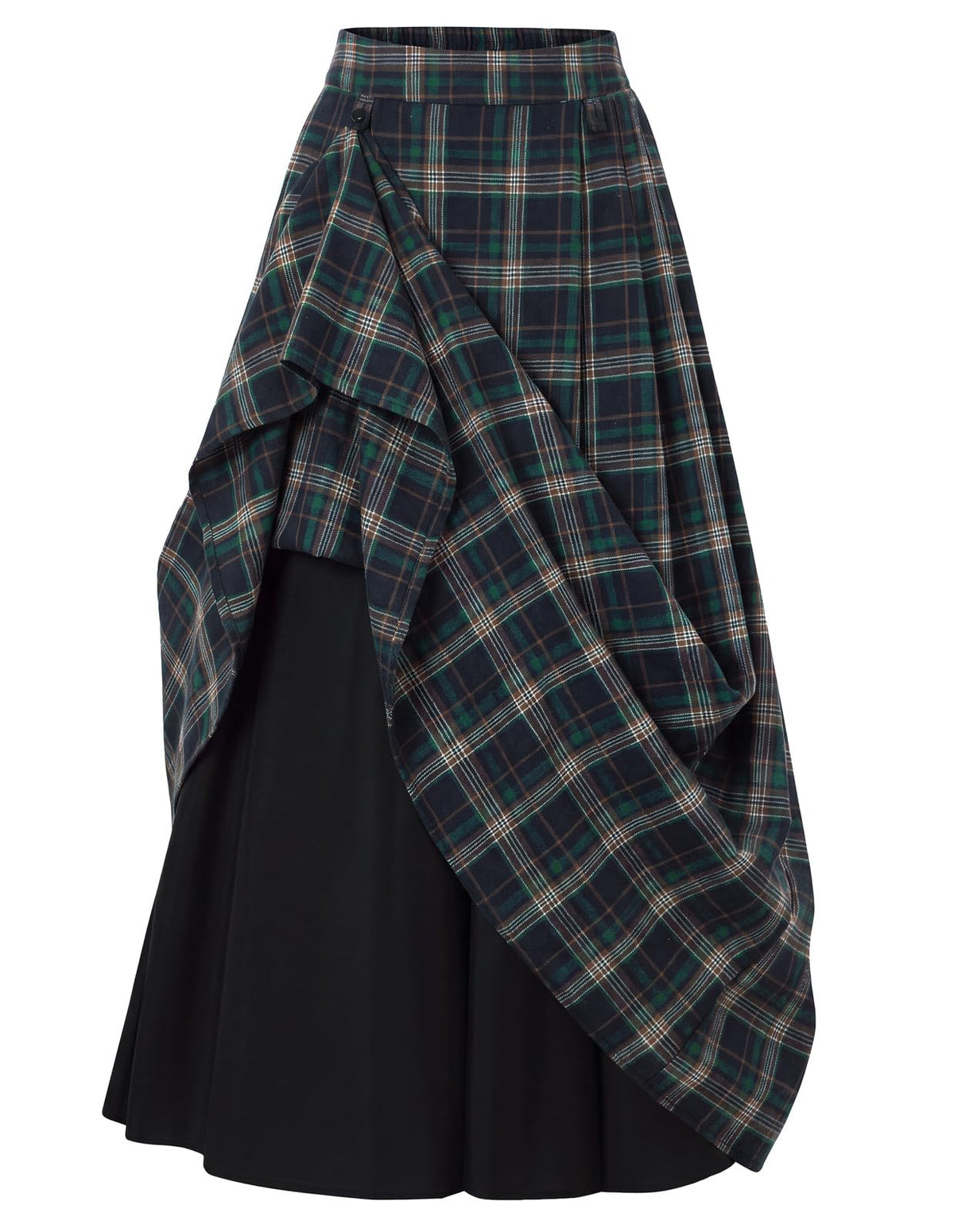 Scarlet Darkness Plaid Skirts for Women High Waist Layered Long Skirt