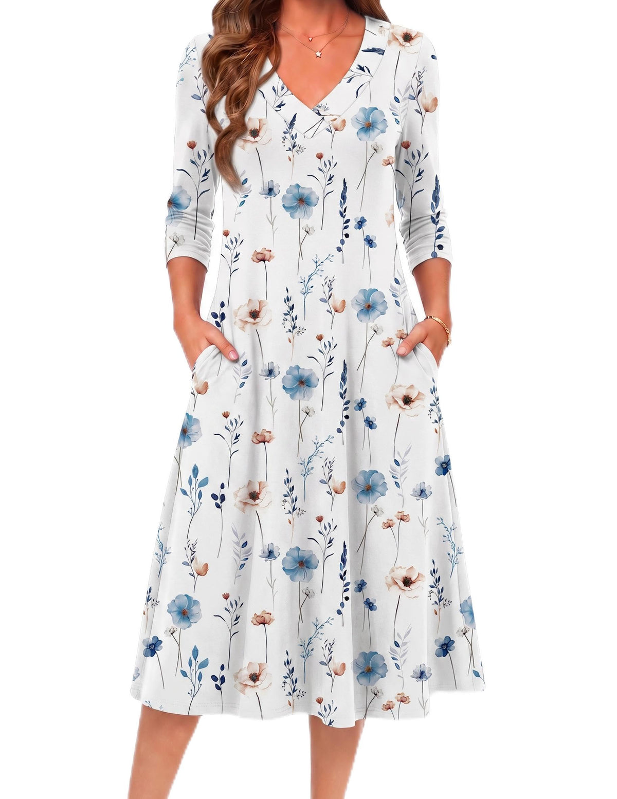 Zeagoo Dresses for Womens Long Sleeve Midi Dress Fall Casual A Line Dress