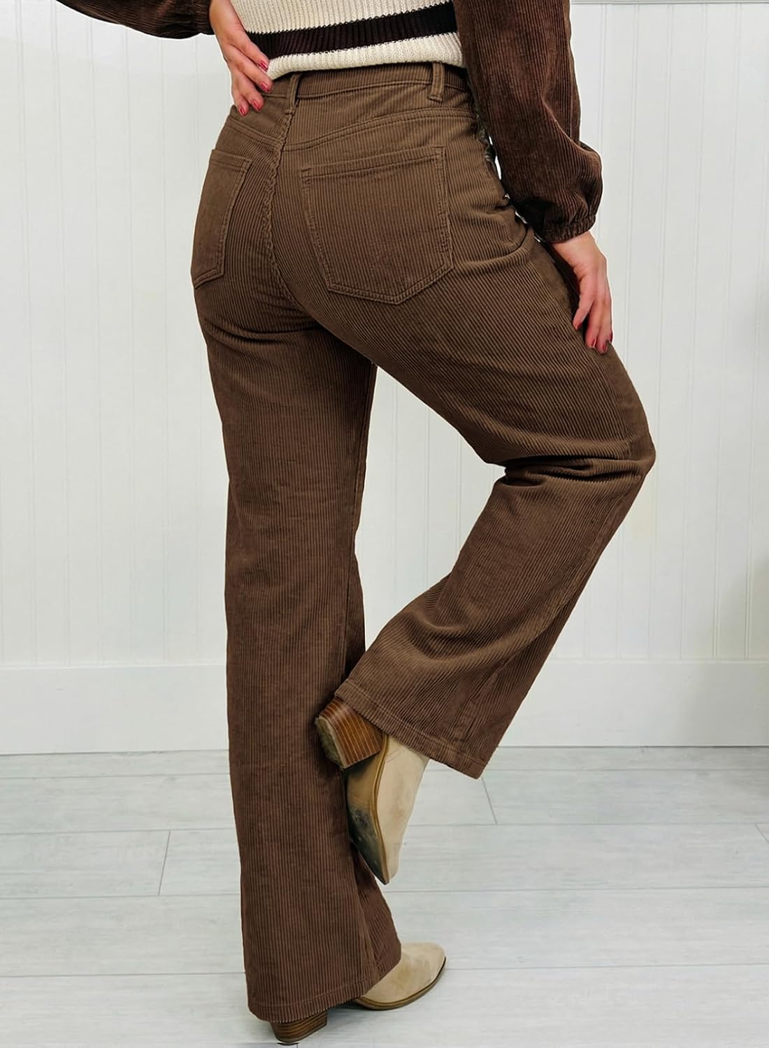Acelitt Womens Wide Leg Corduroy Pants, S-XXL