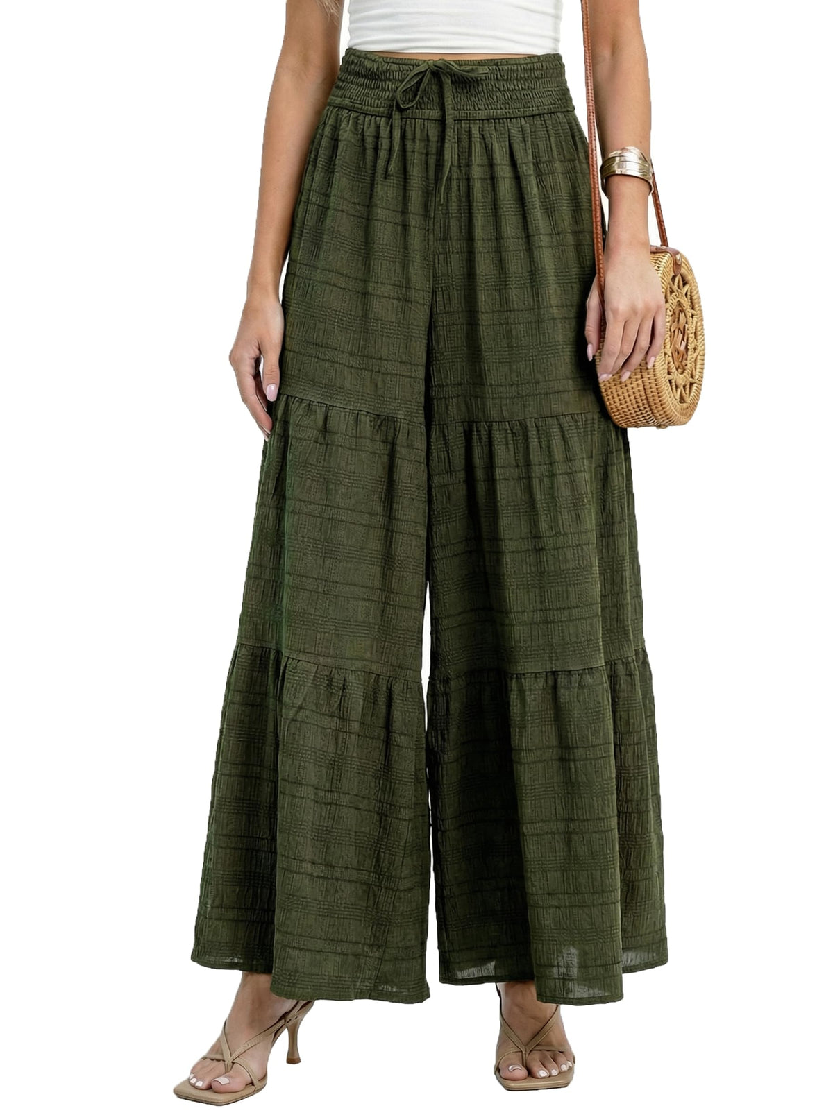 CUPSHE Women's Wide Leg Palazzo Pants Smocked High Waist
