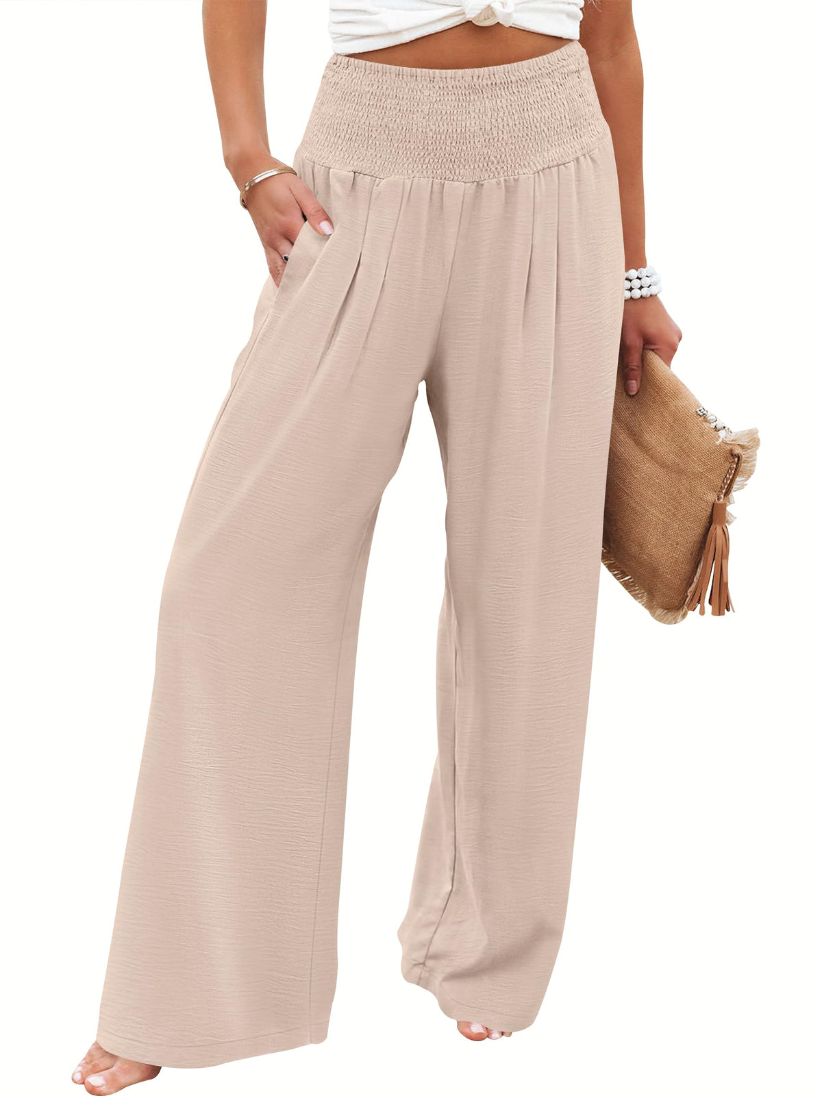 ANRABESS Women Wide Leg Summer Palazzo Pants with Pockets