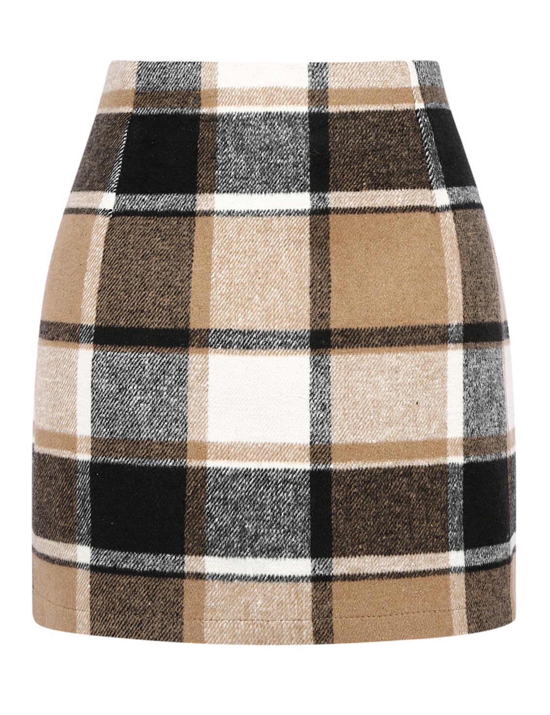 IDEALSANXUN Womens High Waist Plaid Skirt Bodycon Pencil Wool Mini Skirts
