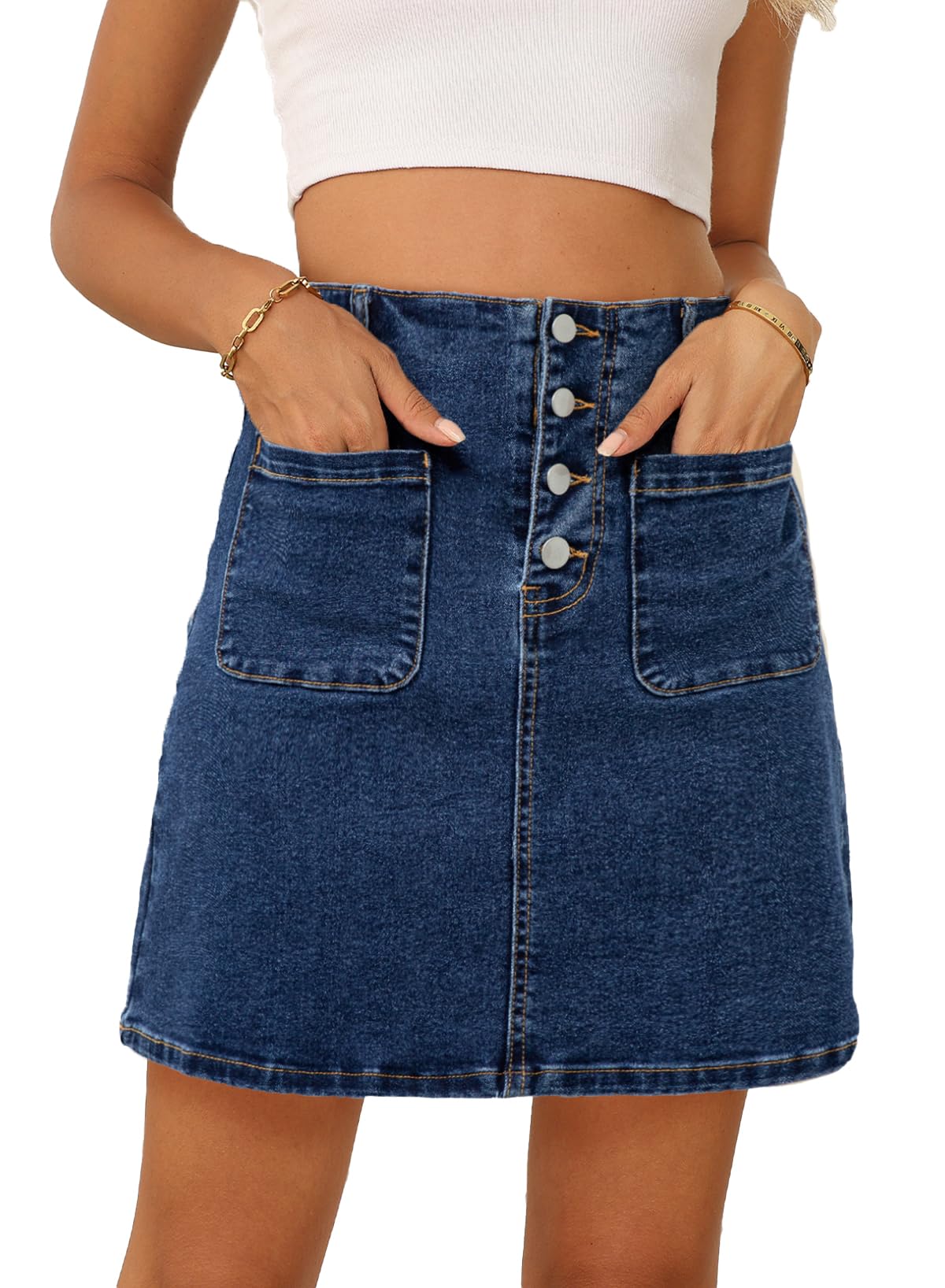 Sidefeel Women's Jean Skirt High Waist Denim Skirt