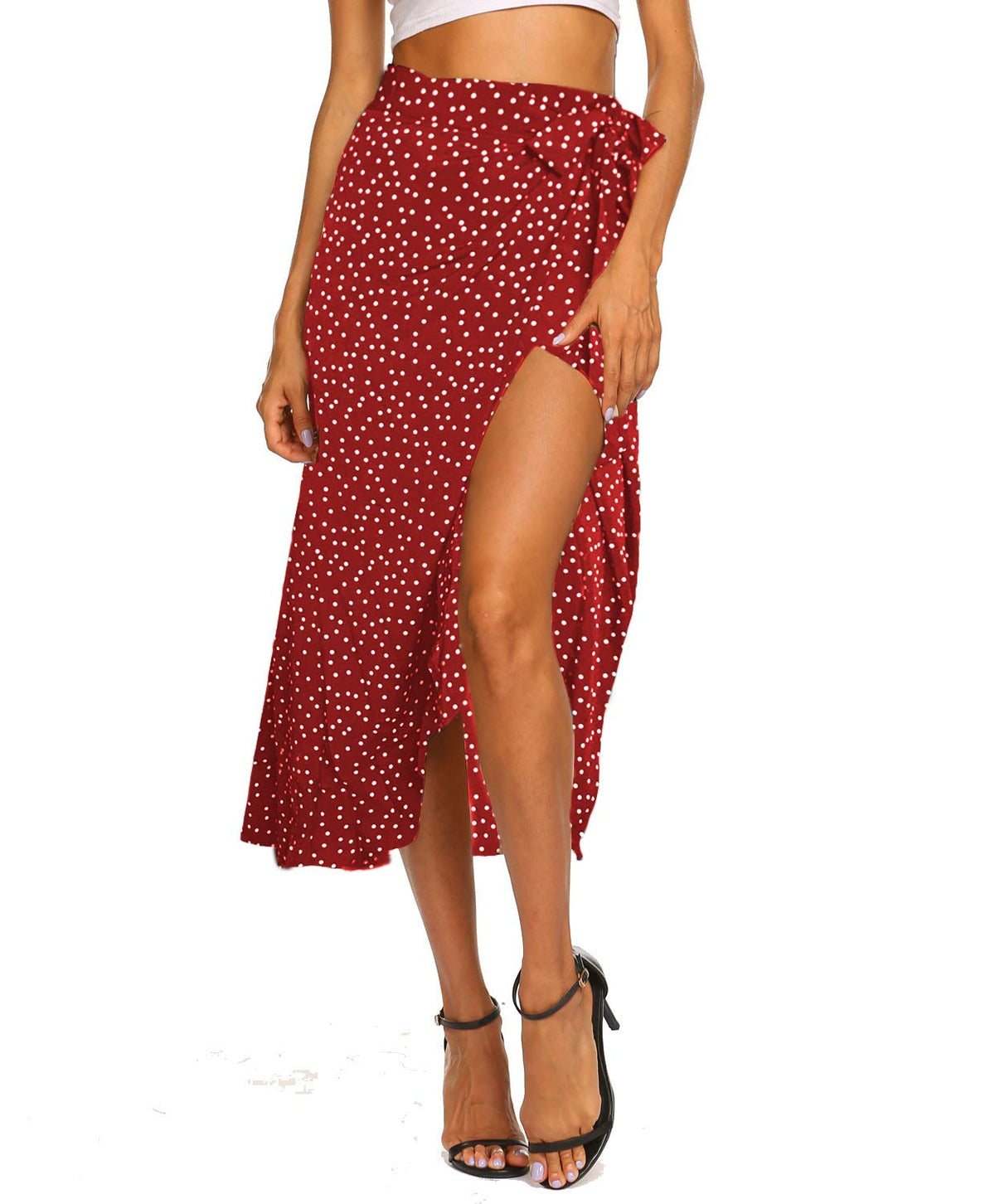 Newchoice Women's Boho Leopard Skirt High Low Split Summer Beach Midi Wrap Skirts