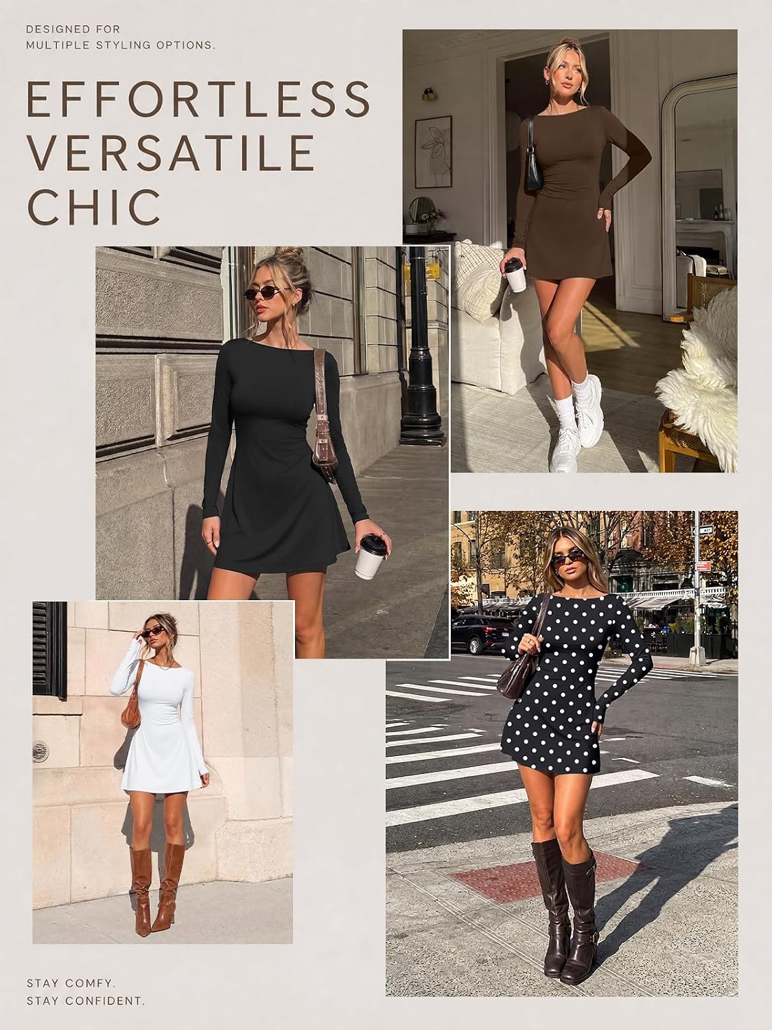 Trendy Queen Womens 2026 Fall Mini Dresses Long Sleeve Bodycon Y2K Dress