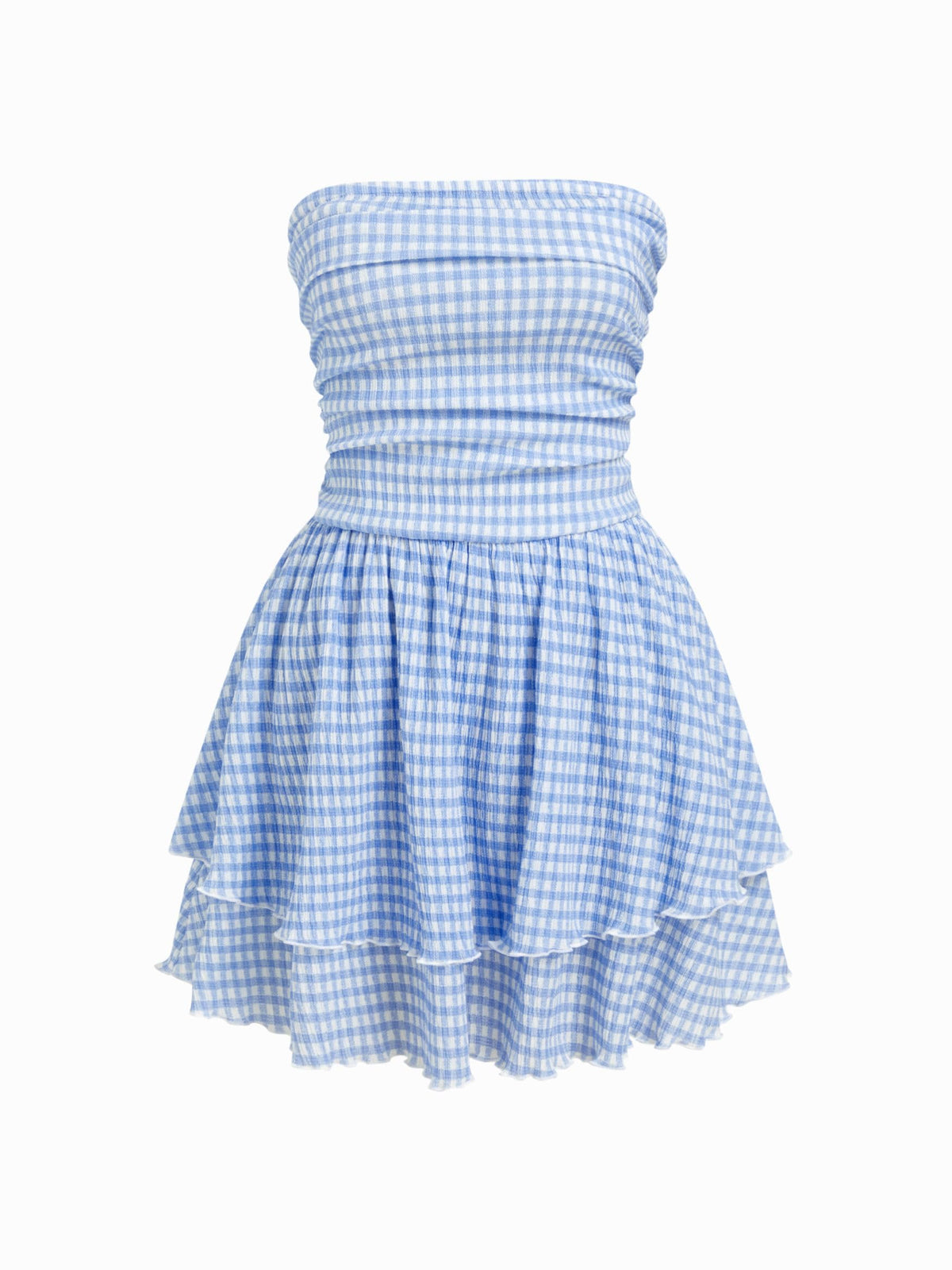 CIDER Women's Summer Cocktail Dress - Tube Ruched Ruffle Mini Dress
