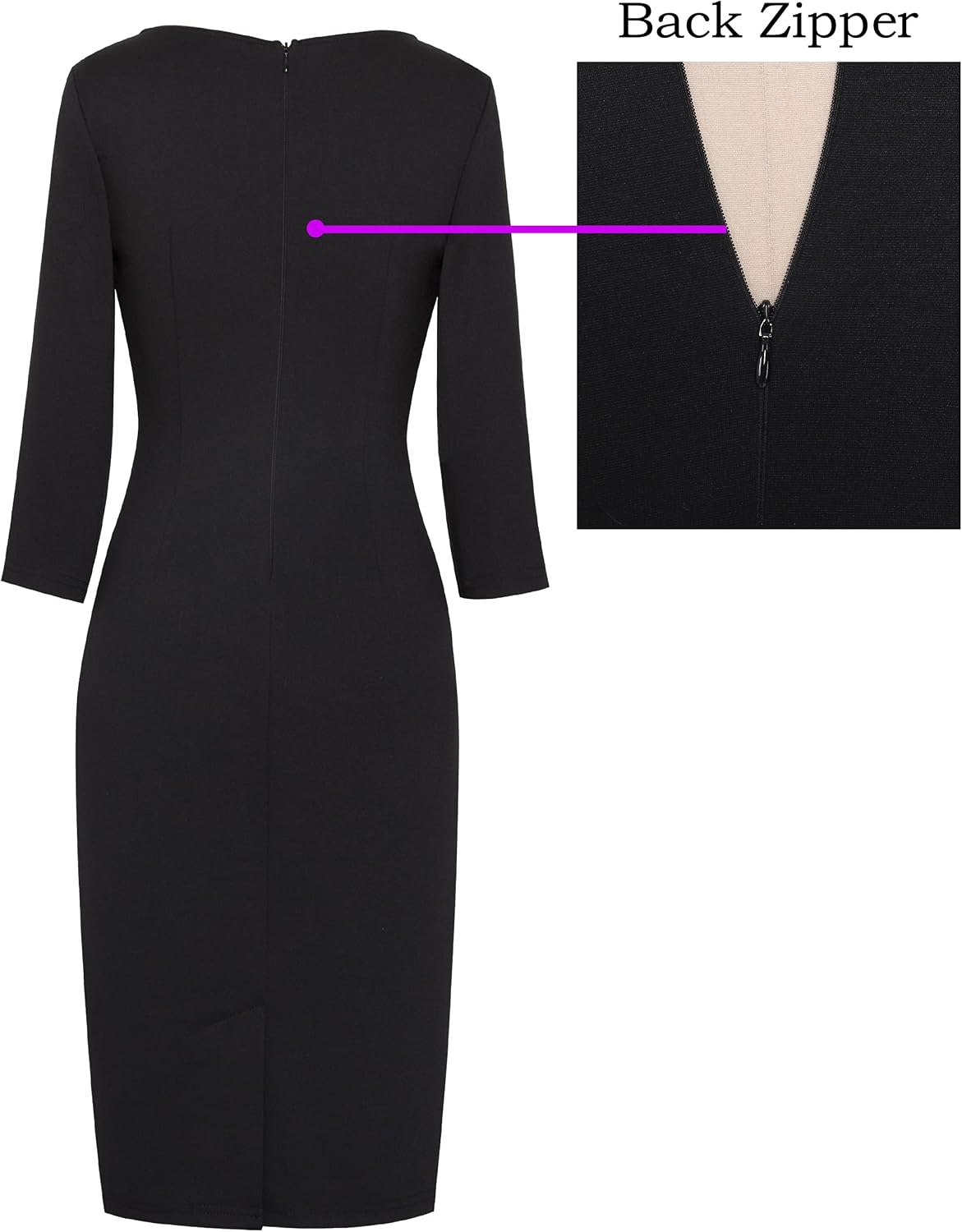 VFSHOW Womens Elegant Ruched Slim Work Office Business Casual Bodycon Dress