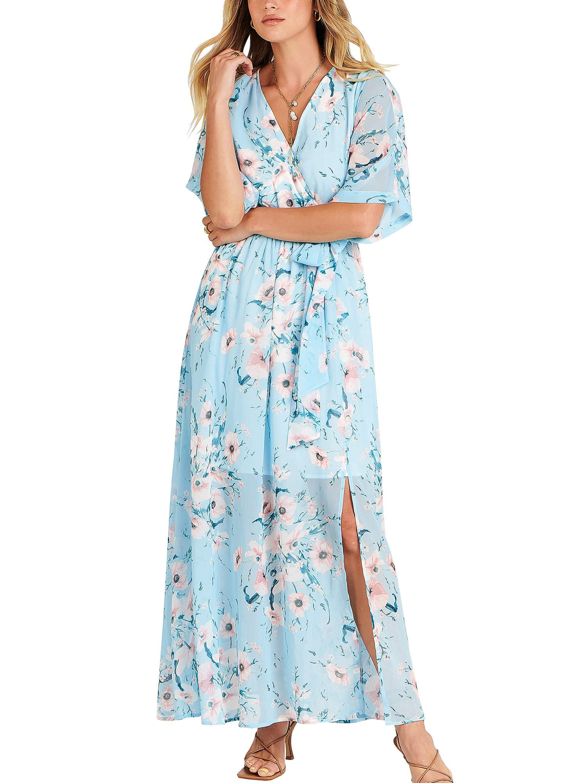 ANRABESS Womens Boho Floral Wedding Guest Maxi Dress