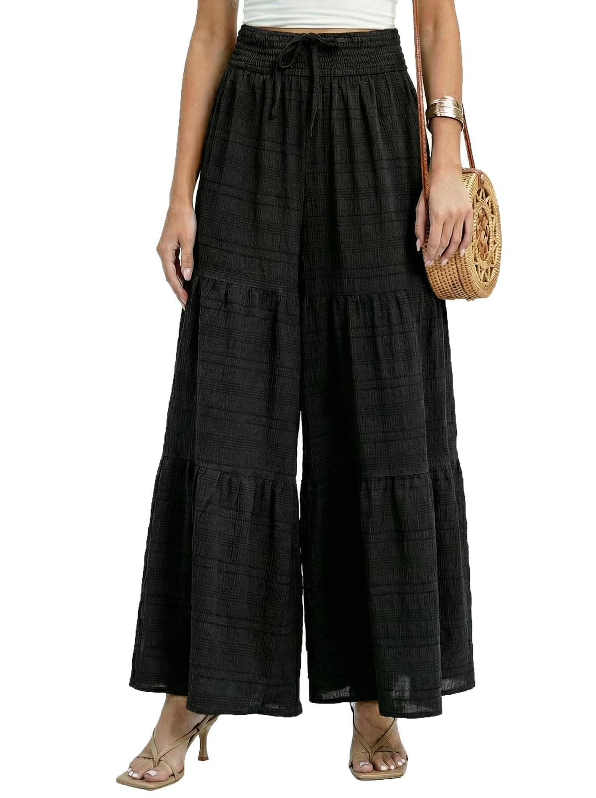 CUPSHE Women's Wide Leg Palazzo Pants Smocked High Waist
