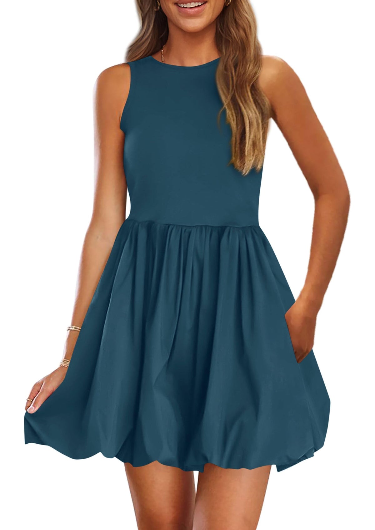 PRETTYGARDEN Womens Summer Bubble Sleeveless Mini Dress
