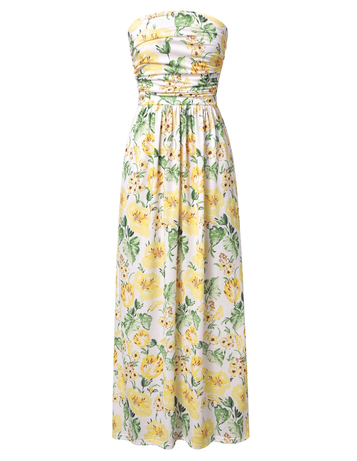 GRACE KARIN Women Strapless Dress Casual Loose Ruched Long Maxi Dress with Pockets