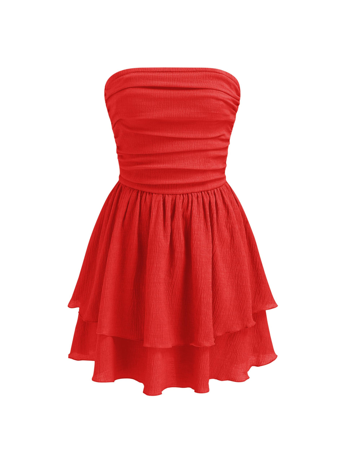 CIDER Women's Summer Cocktail Dress - Tube Ruched Ruffle Mini Dress