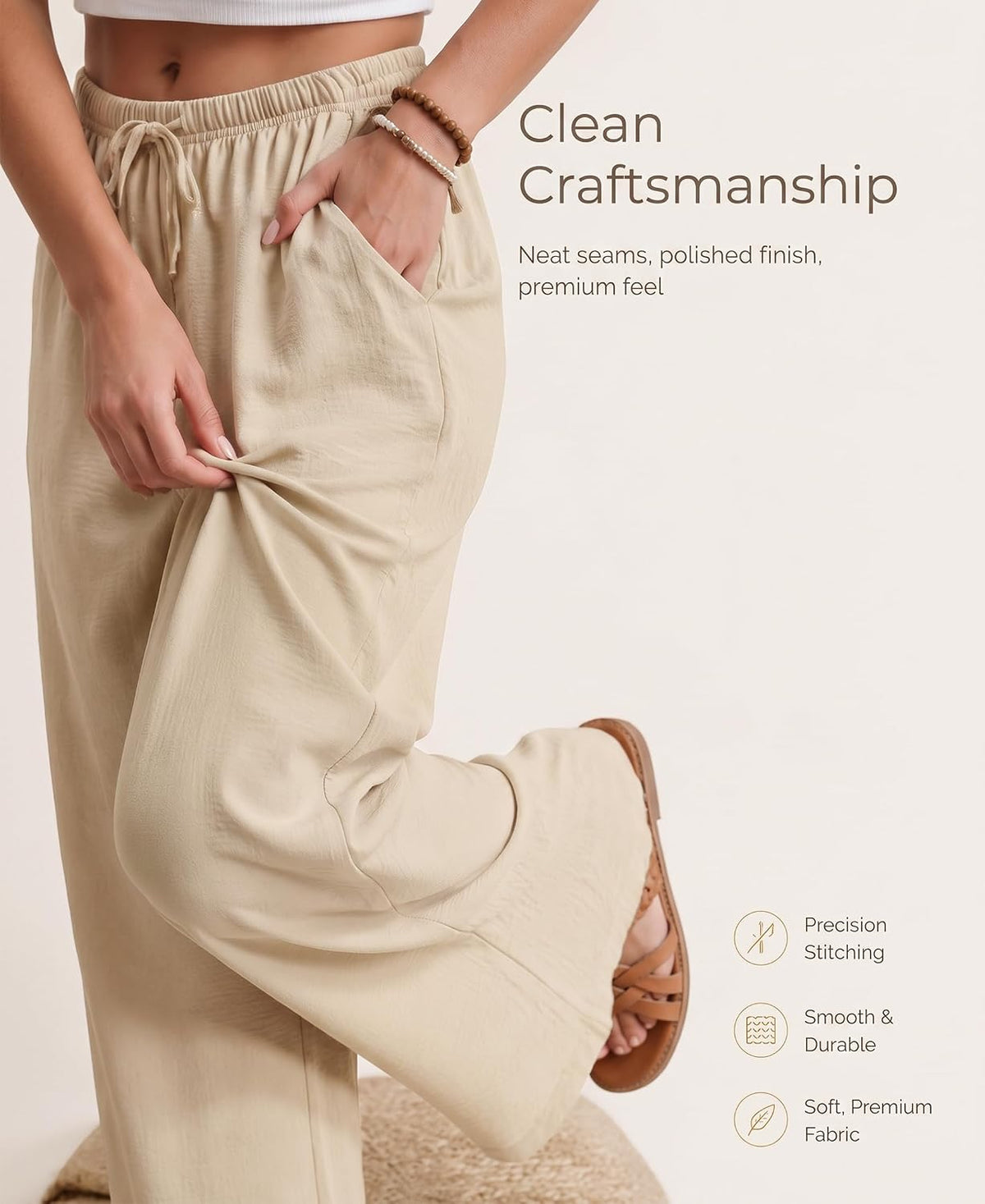 3 Pack Women's Wide Leg Palazzo Pants, Flowy Pants with Pockets