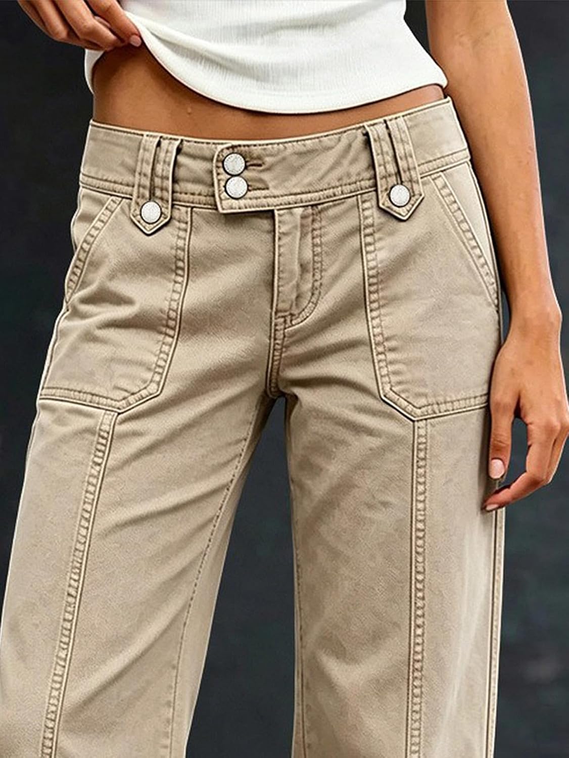 Flamingals Mid Waist Straight Leg Pants for Women