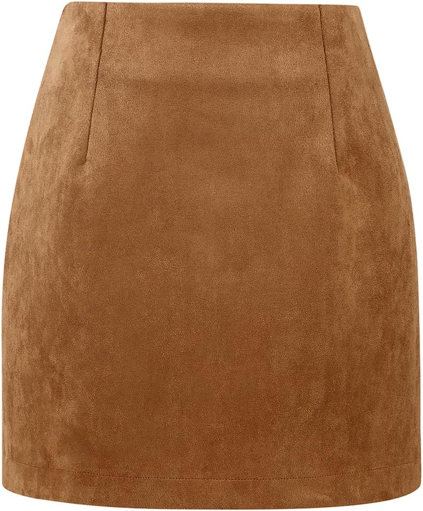 IDEALSANXUN Womens High Waist Plaid Skirt Bodycon Pencil Wool Mini Skirts