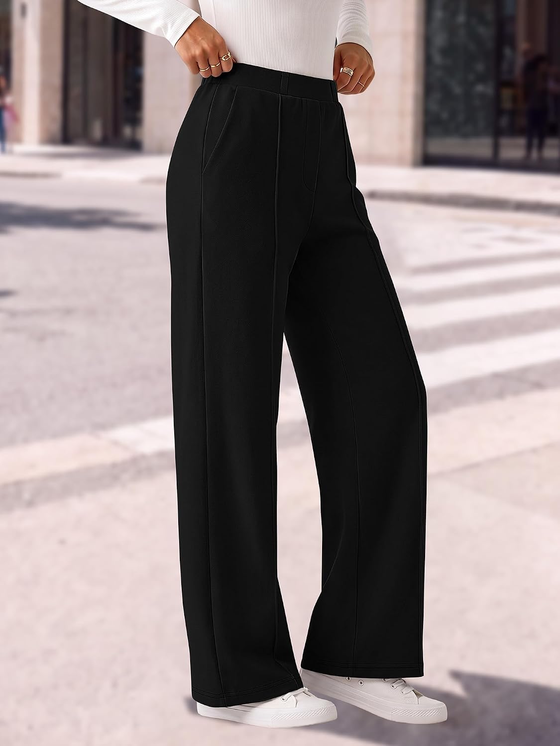 ANRABESS Women's Business Casual Straight Leg Fleece Dress Pants