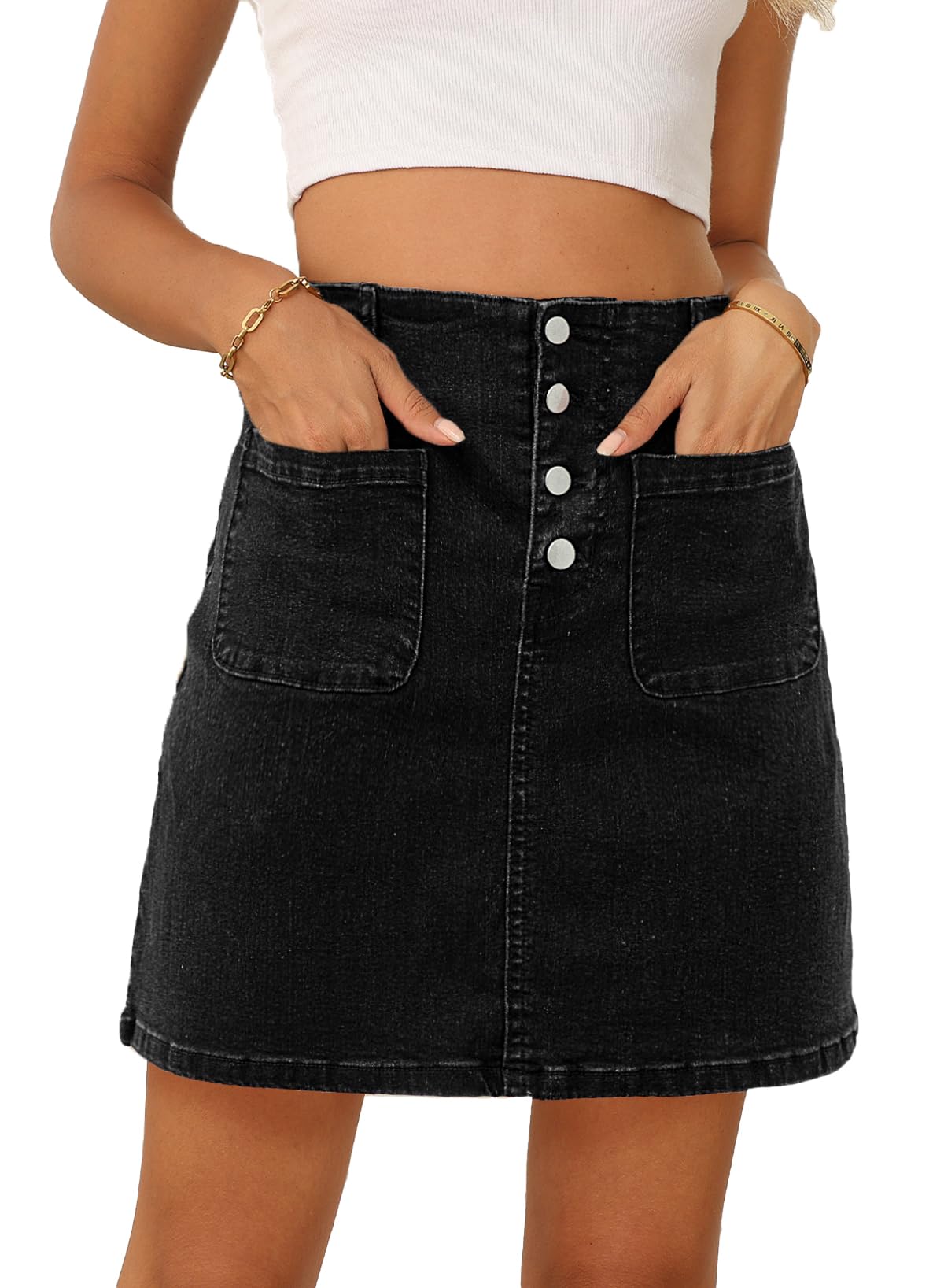 Sidefeel Women's Jean Skirt High Waist Denim Skirt