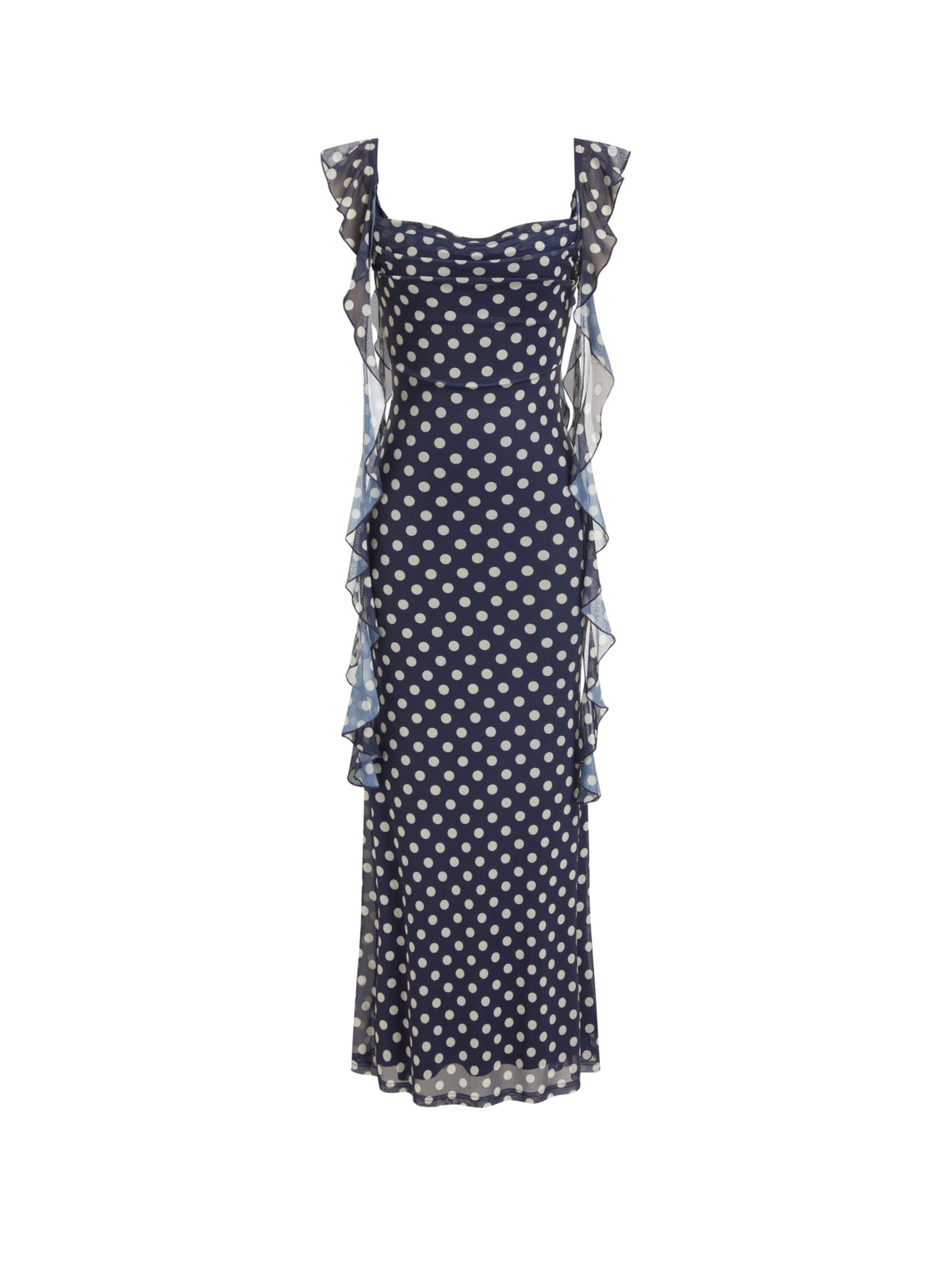 CIDER Women's Wedding Guest Dress Sleeveless Mesh Ruffle Maxi Formal Dress