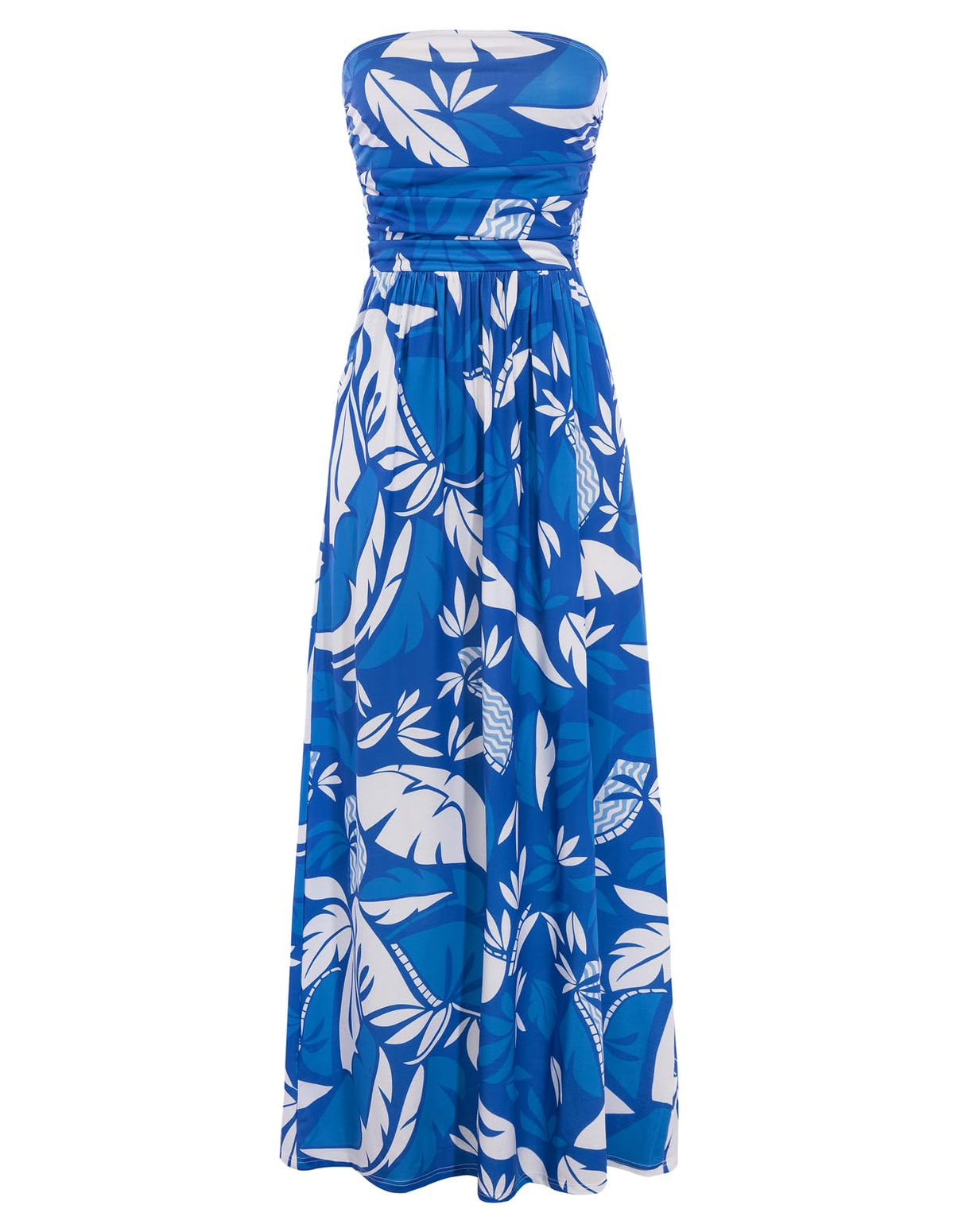 GRACE KARIN Women Strapless Dress Casual Loose Ruched Long Maxi Dress with Pockets