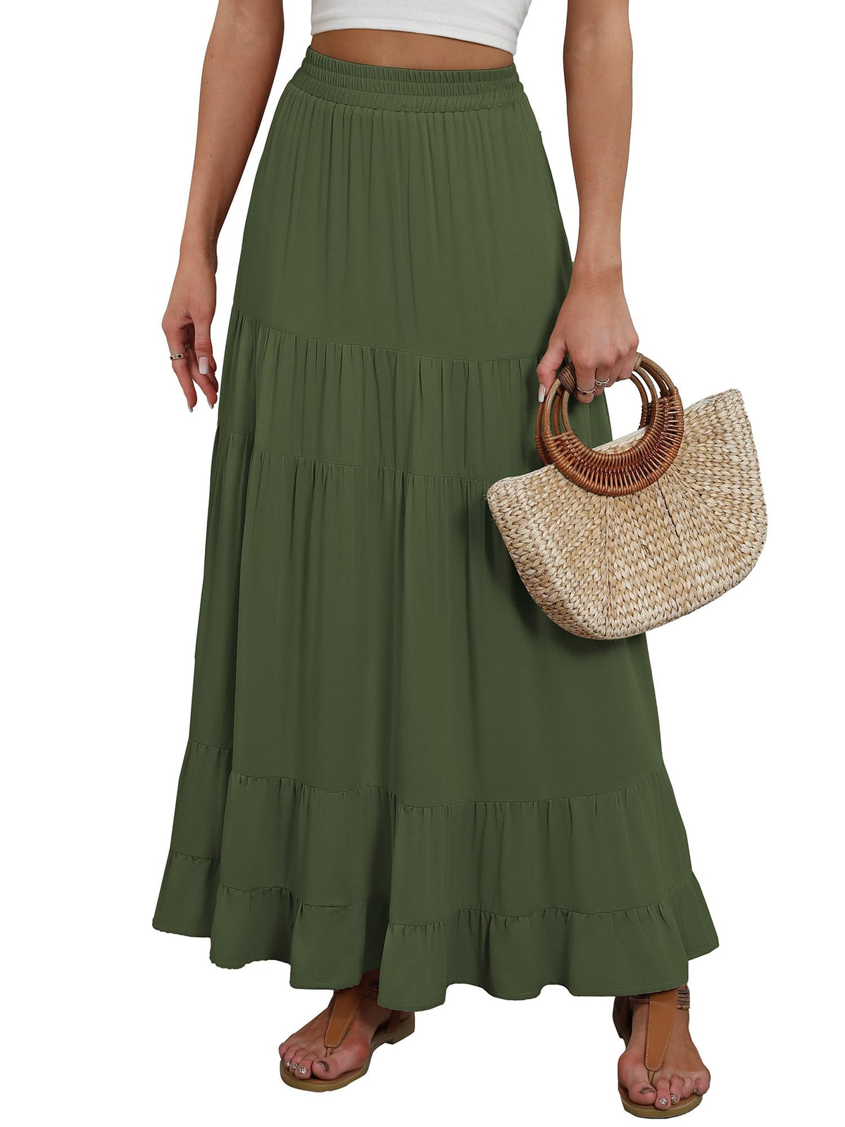 ANRABESS Women’s Summer Flowy Maxi Skirts with Pockets