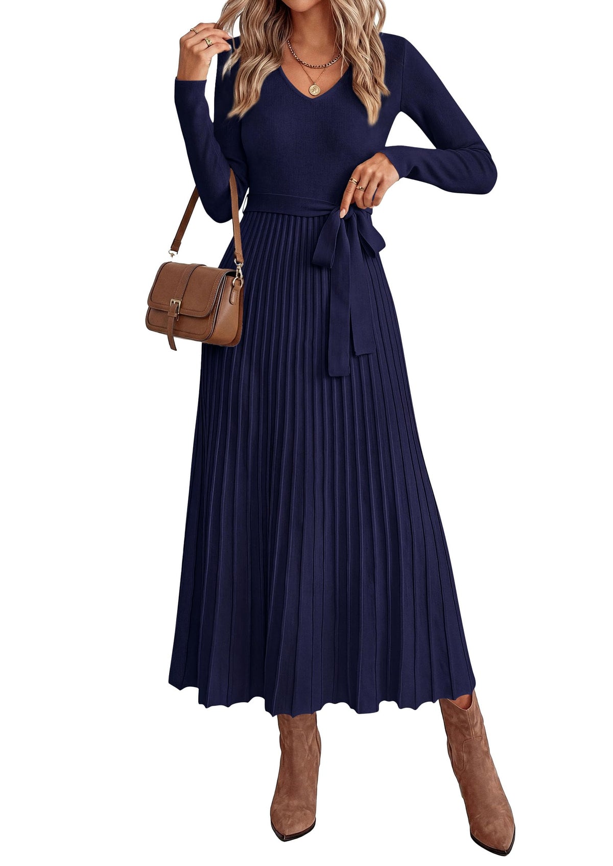 PRETTYGARDEN Womens Fall Maxi Long Sleeve Sweater Dress
