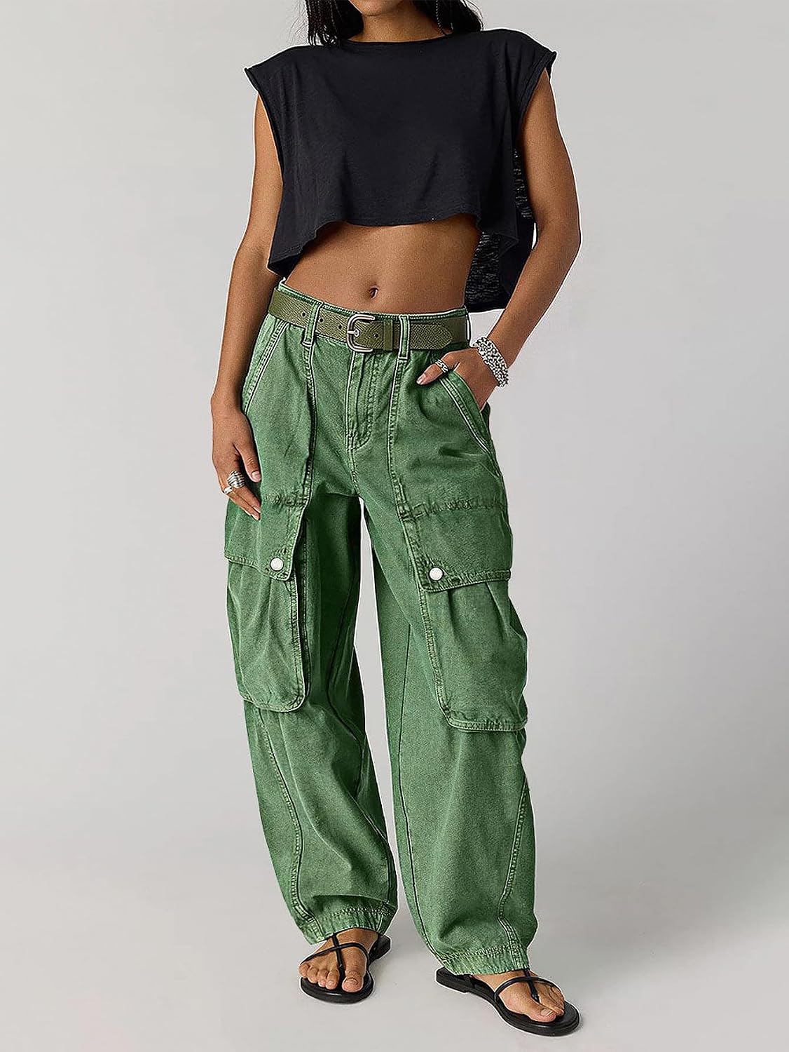 Flamingals Mid Rise Wide Leg Pants for Women