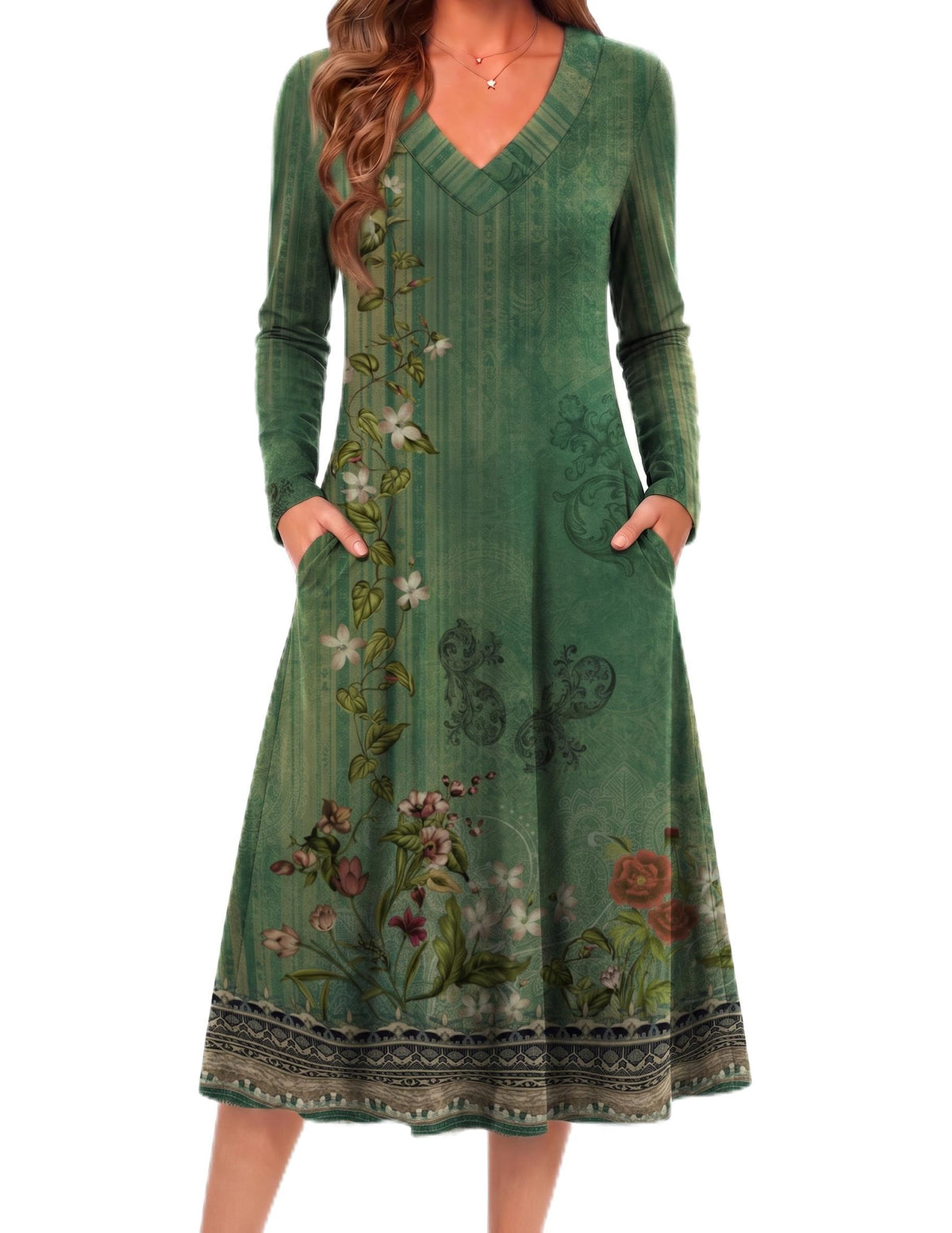 Zeagoo Dresses for Womens Long Sleeve Midi Dress Fall Casual A Line Dress